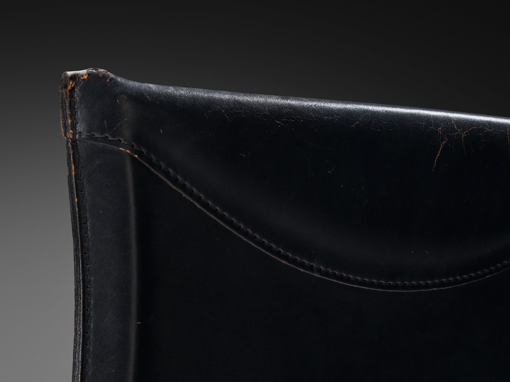 Afra & Tobia Scarpa for Goppion 'Bisante S1' Chair in Black Leather and Steel Seating Morentz