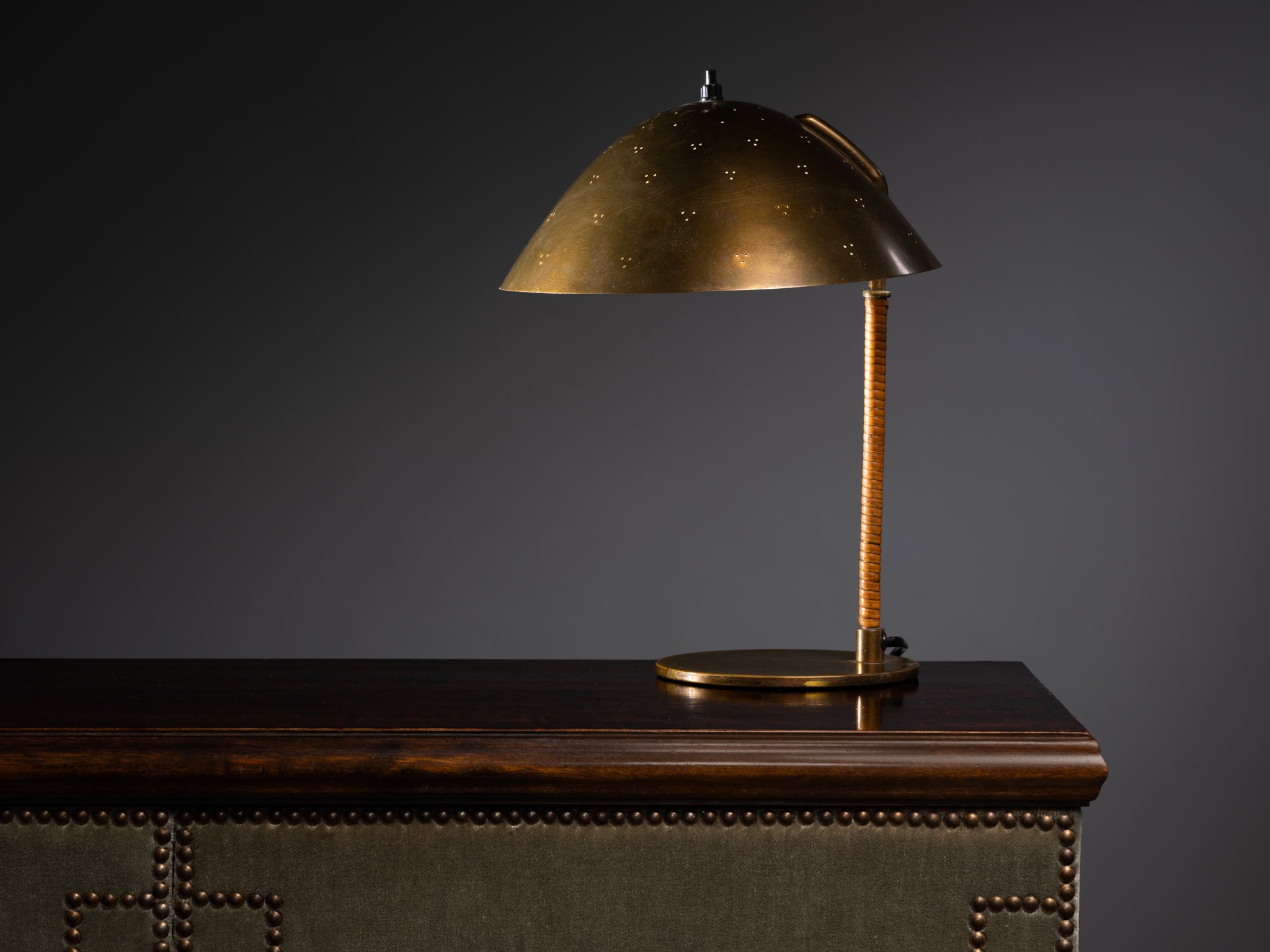 Paavo Tynell for Taito Oy '9209' Table Lamp in Brass and Cane Lighting Morentz