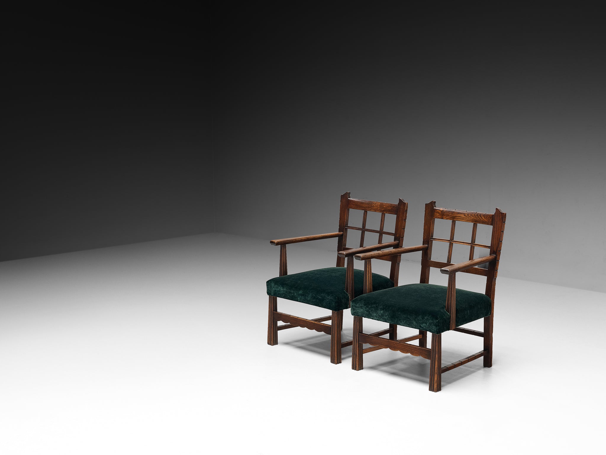 Ernesto Valabrega for Vittorio Valabrega Pair of Lounge Chairs in Pierre Frey Velvet Seating Morentz