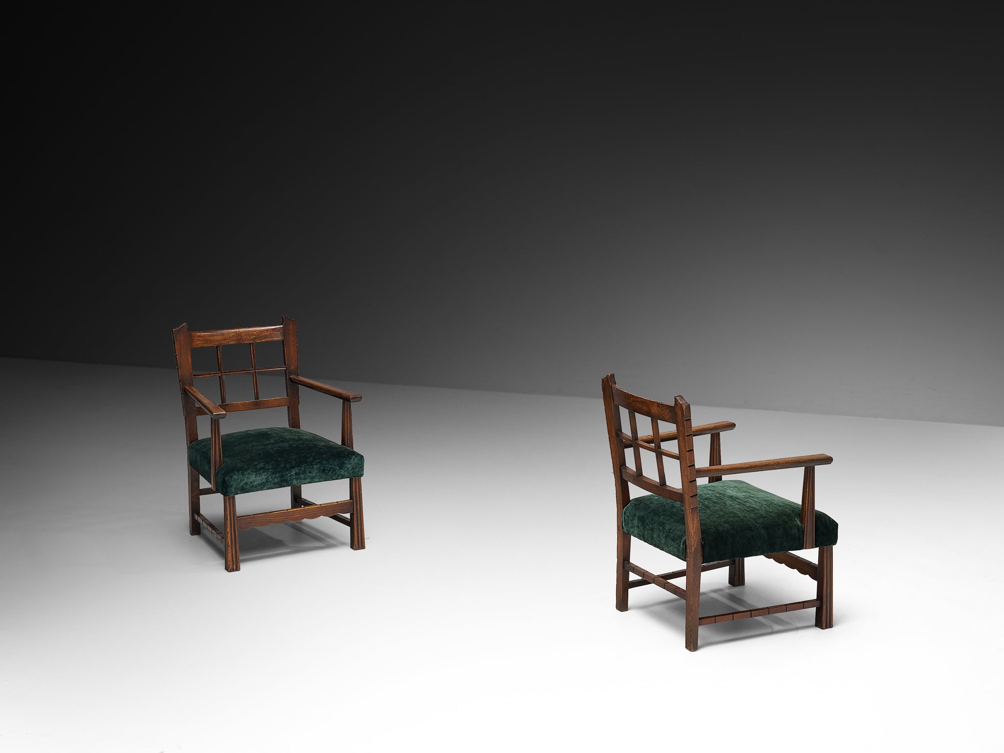 Ernesto Valabrega for Vittorio Valabrega Pair of Lounge Chairs in Pierre Frey Velvet Seating Morentz