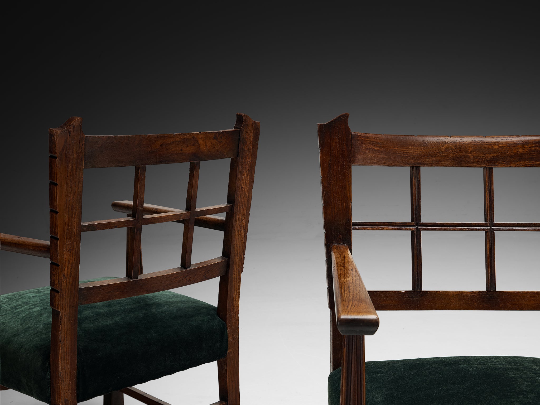 Ernesto Valabrega for Vittorio Valabrega Pair of Lounge Chairs in Pierre Frey Velvet Seating Morentz