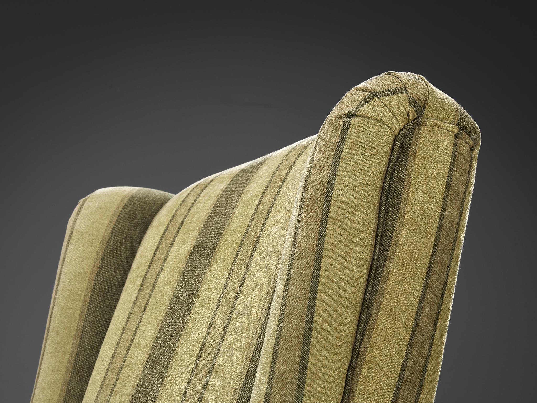 Berga Mobler Highback Lounge Chair in Green Striped Upholstery seating Morentz