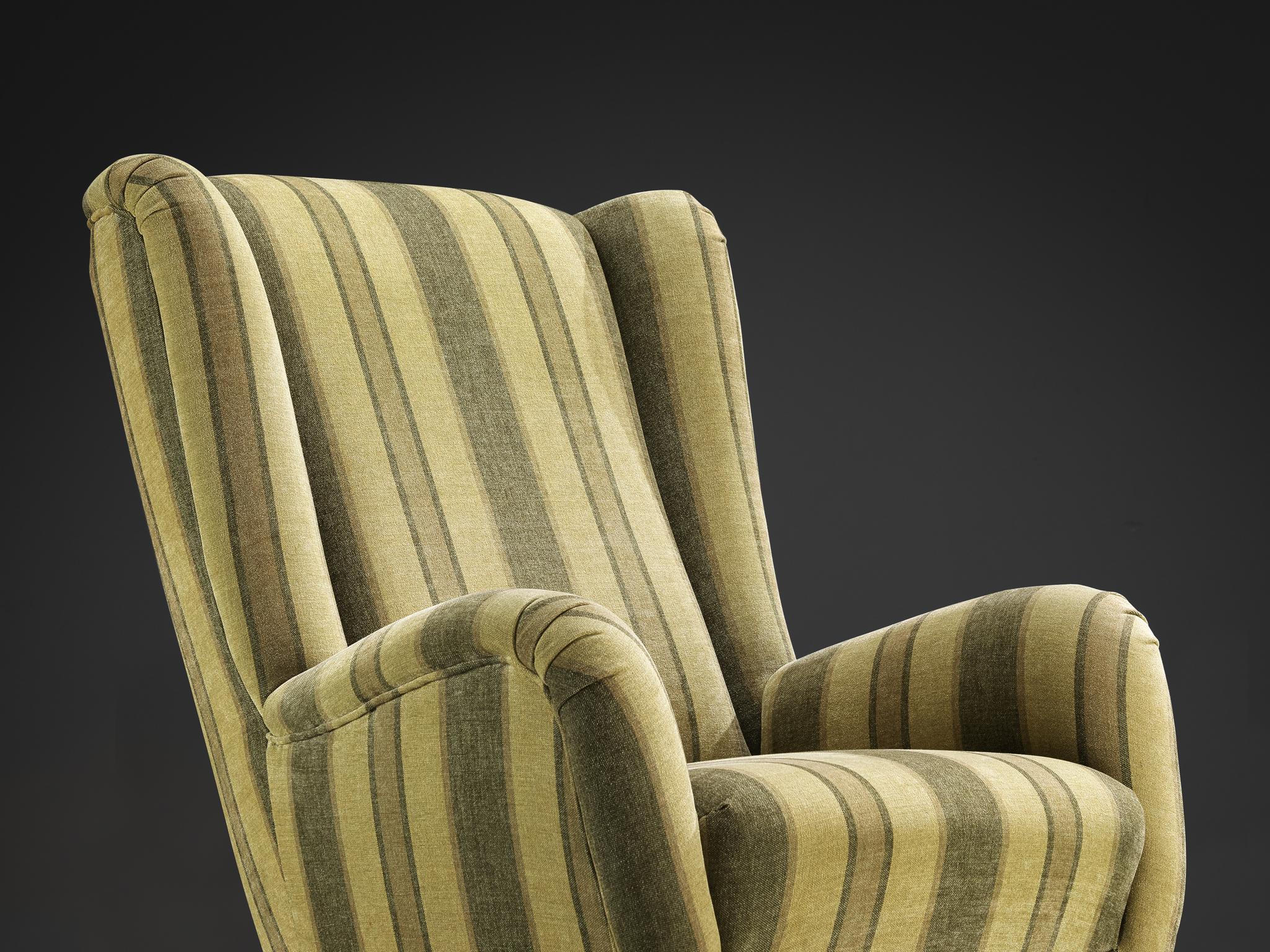 Berga Mobler Highback Lounge Chair in Green Striped Upholstery seating Morentz
