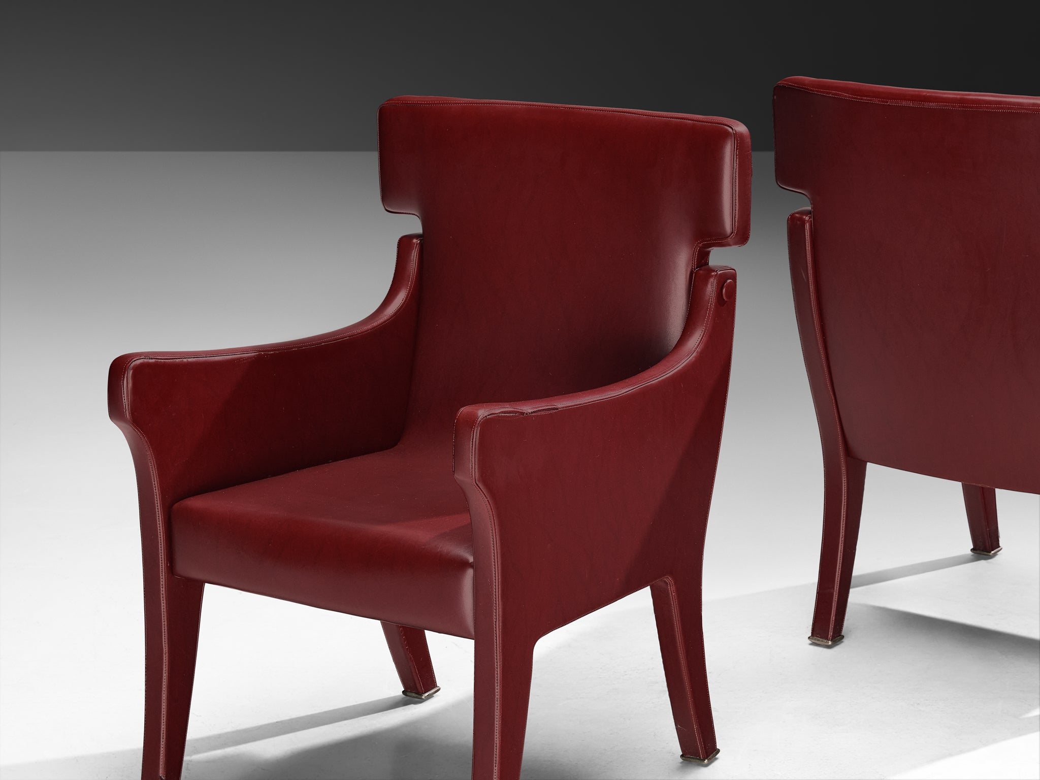 Rare Ignazio Gardella for Azucena Early Set of Ten ‘R63’ Armchairs in Burgundy Red Seating Morentz