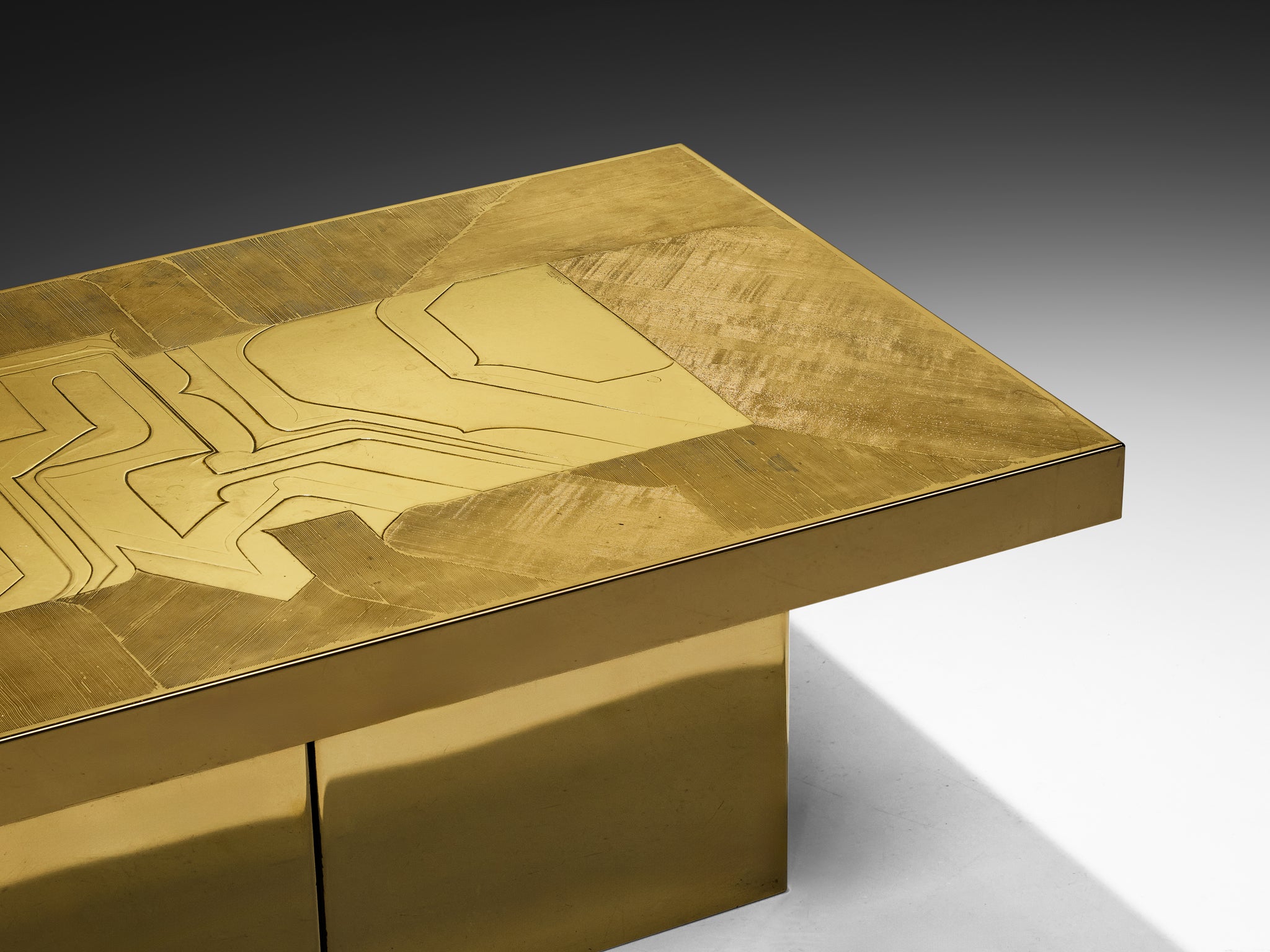 Nadie Jenatzy Coffee Table in Etched Brass Tables Morentz