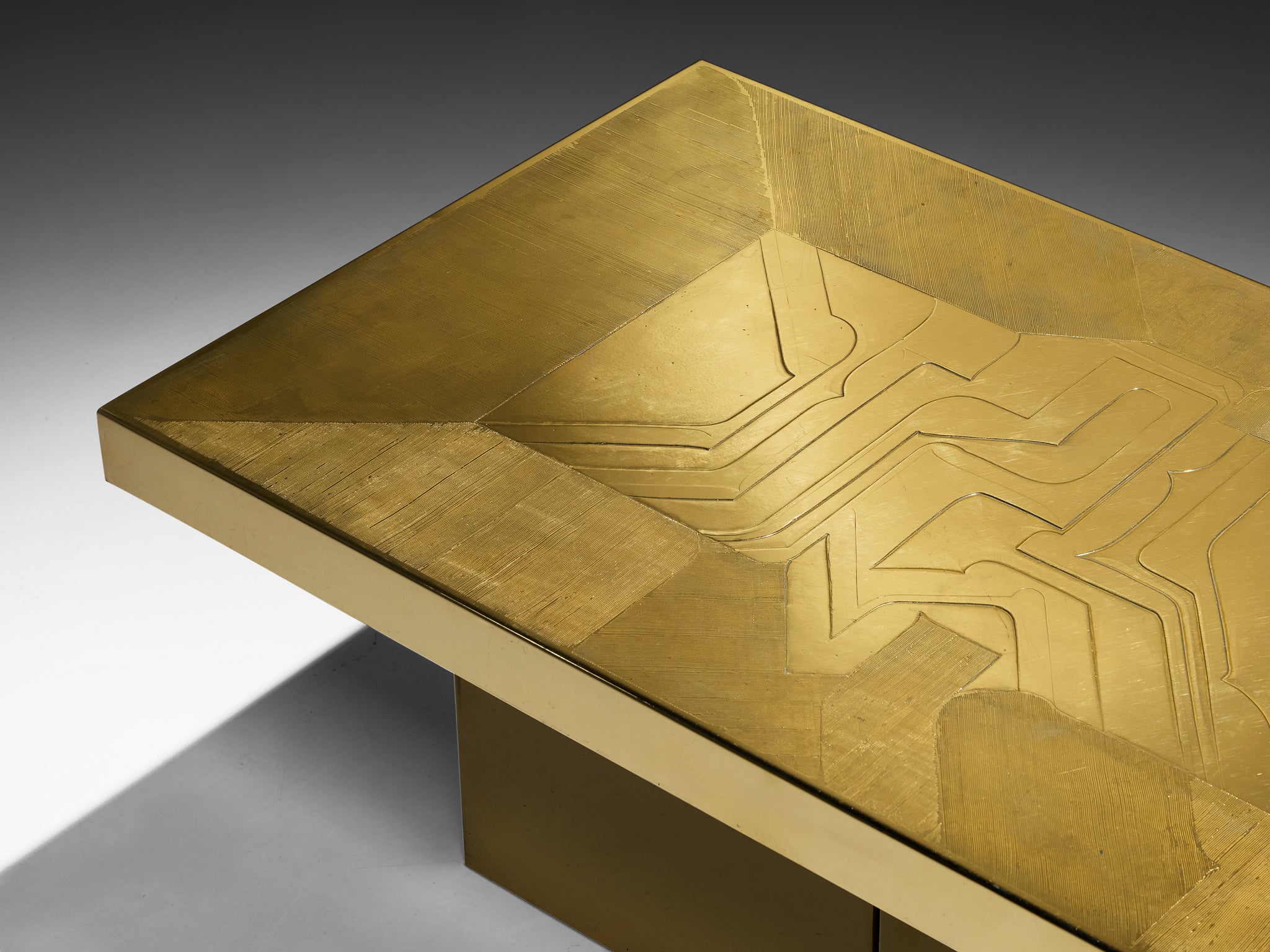 Nadie Jenatzy Coffee Table in Etched Brass Tables Morentz