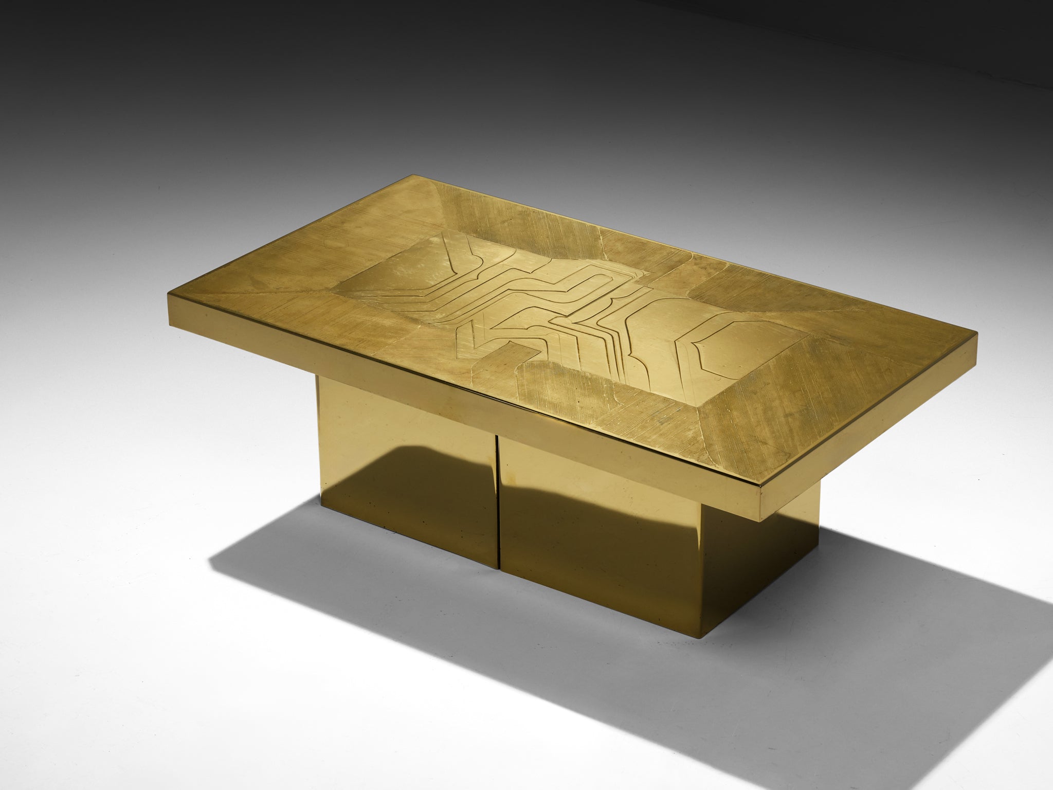 Nadie Jenatzy Coffee Table in Etched Brass Tables Morentz