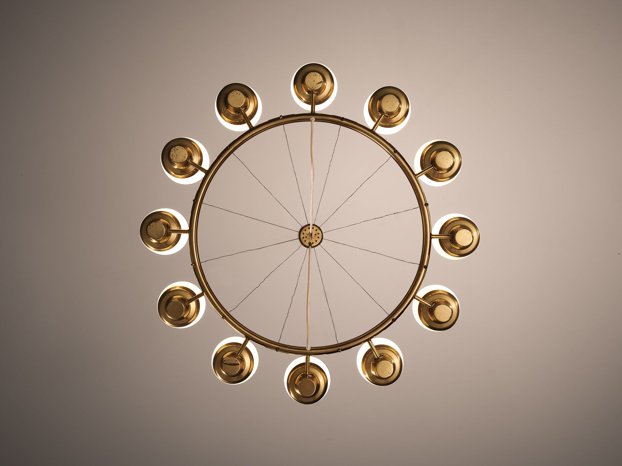 Hans Bergström for Ateljé Lyktan Chandeliers in Brass and Frosted Glass Lighting Morentz