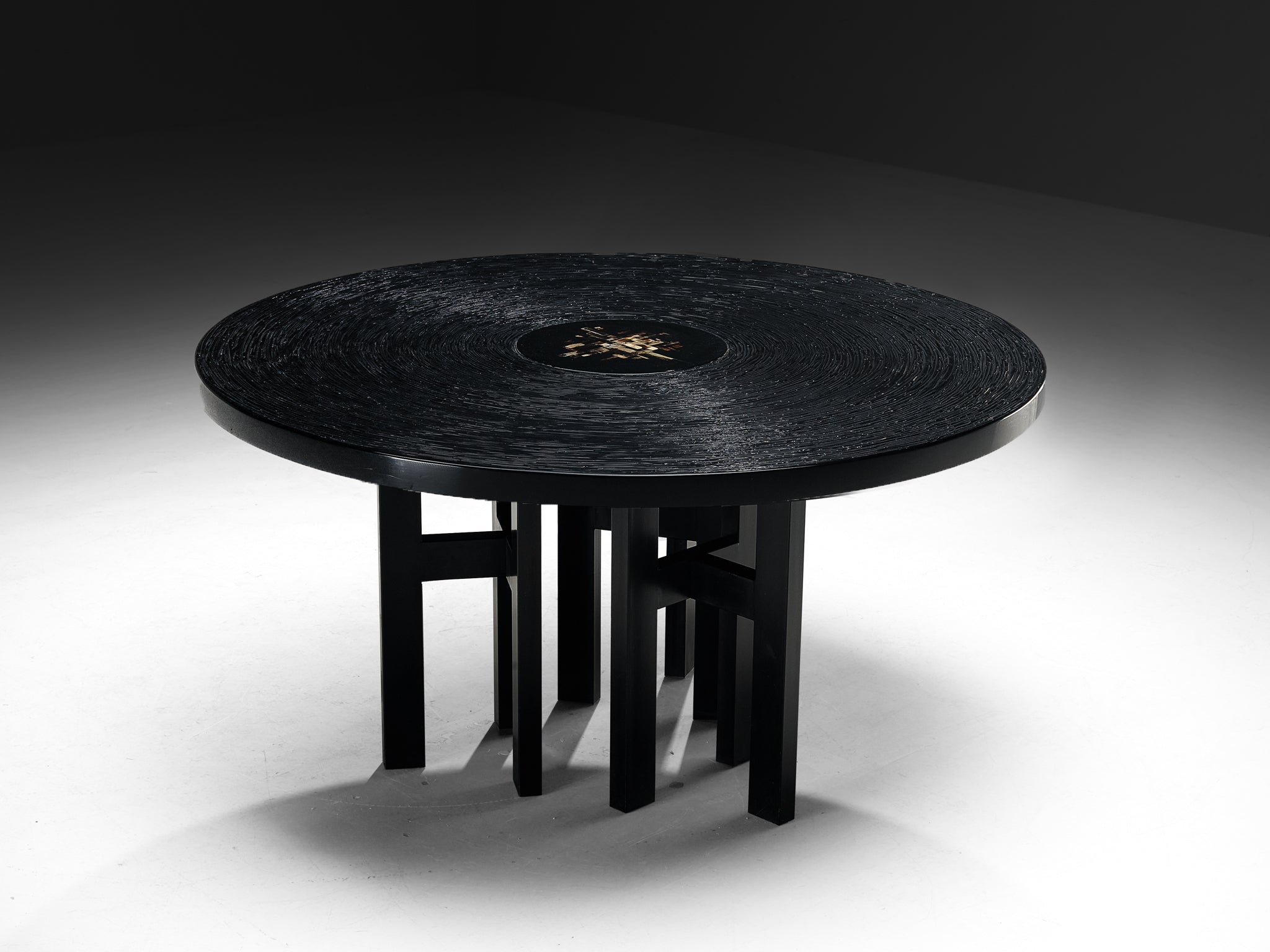 Jean Claude Dresse 'Crescendo' Dining or Center Table in Dark Resin Tables Morentz