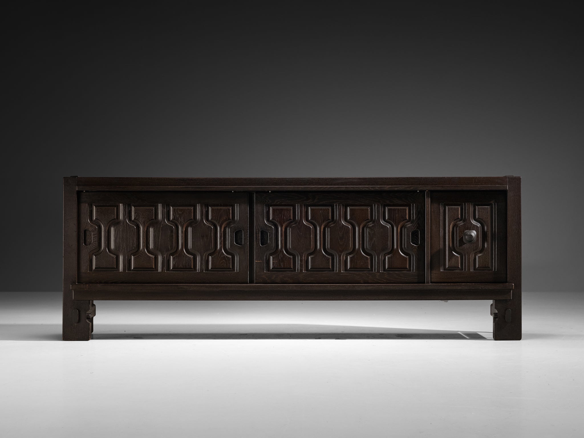 Guillerme & Chambron Graphic Sideboard in Black Lacquered Solid Oak Case pieces and storage cabinets Morentz