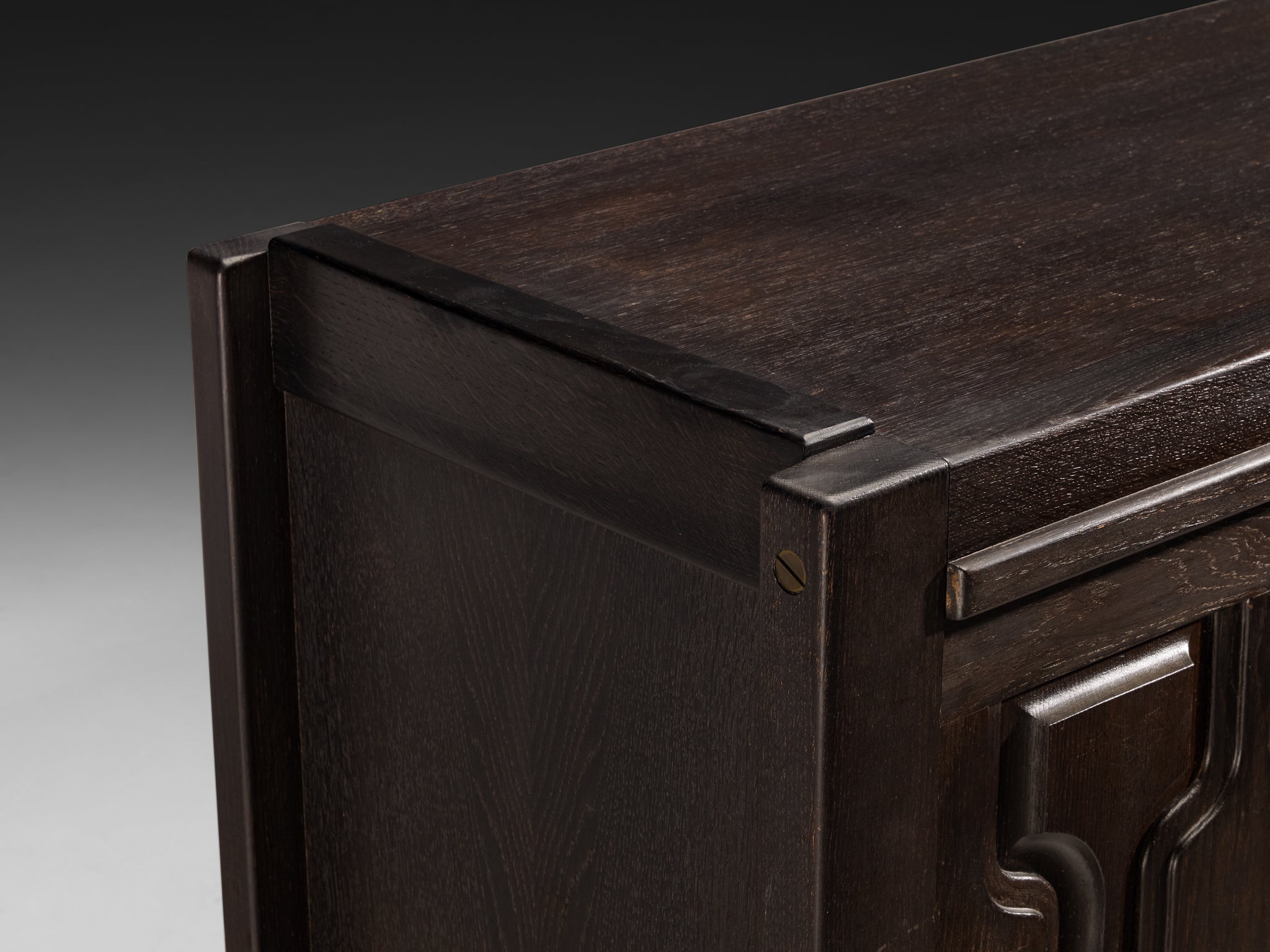 Guillerme & Chambron Graphic Sideboard in Black Lacquered Solid Oak Case pieces and storage cabinets Morentz