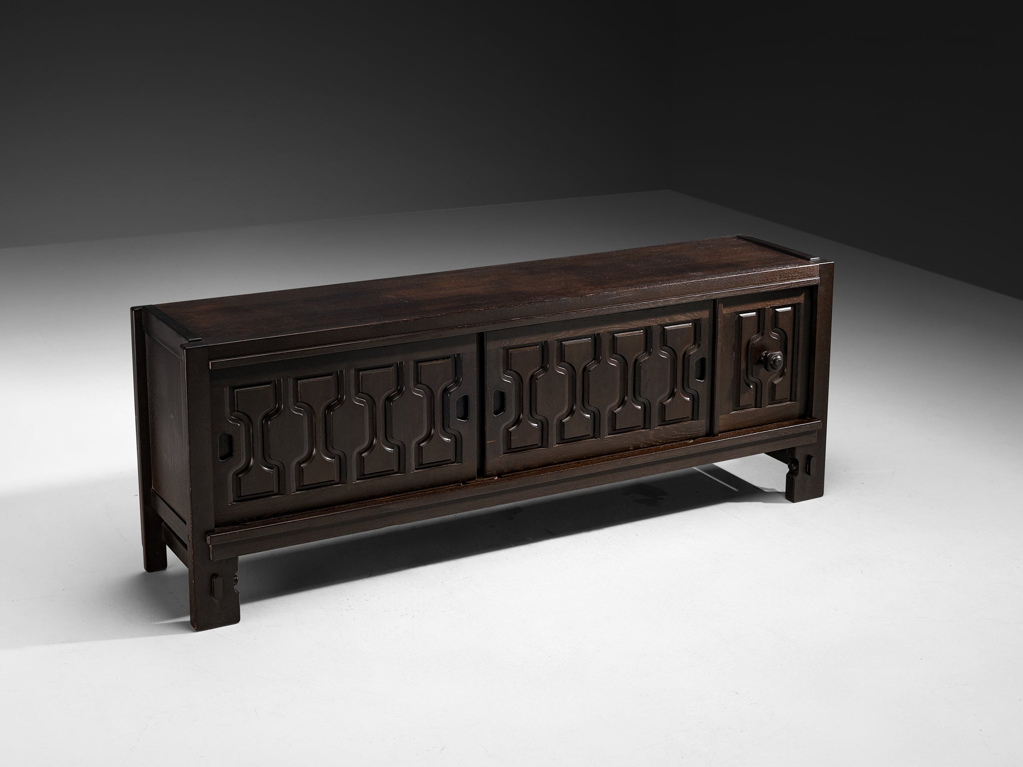 Guillerme & Chambron Graphic Sideboard in Black Lacquered Solid Oak Case pieces and storage cabinets Morentz