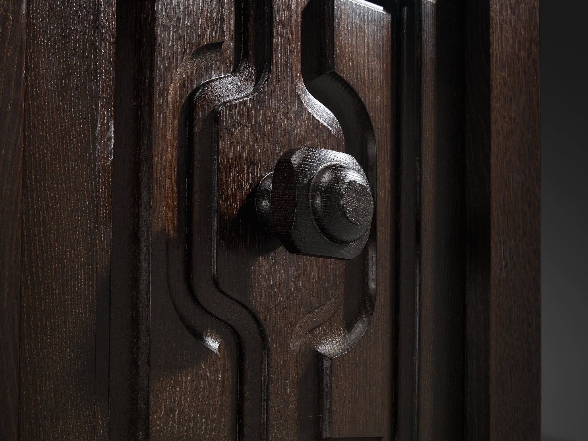 Guillerme & Chambron Graphic Sideboard in Black Lacquered Solid Oak Case pieces and storage cabinets Morentz