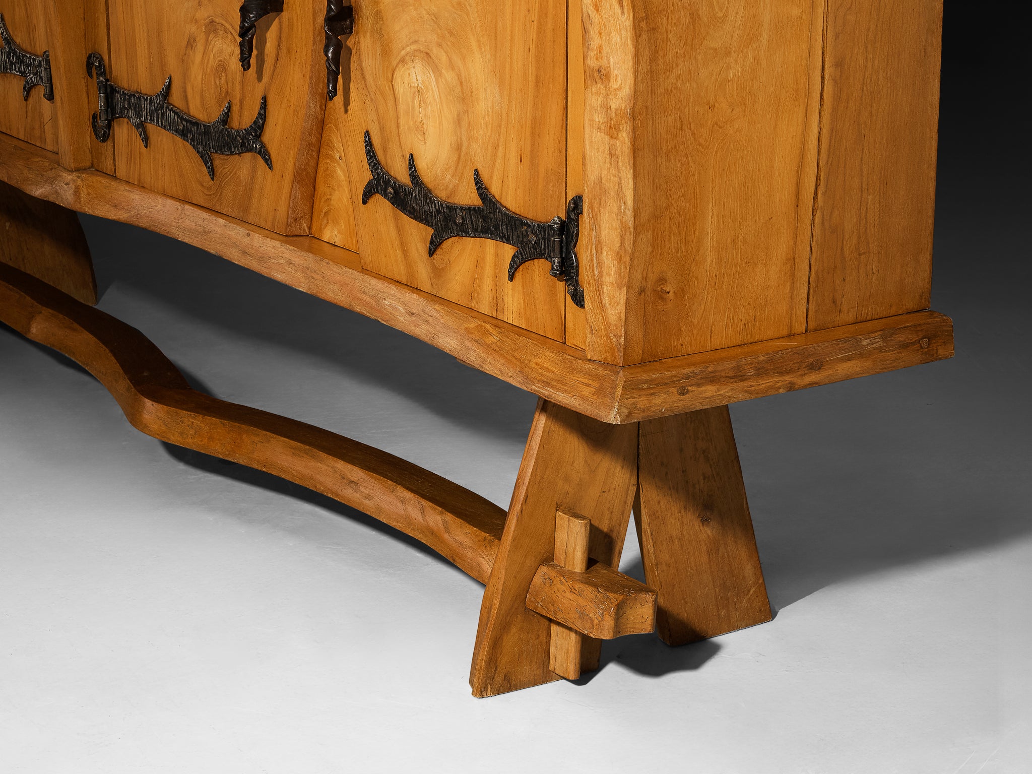 Charles Flandre Sideboard in Solid Elm and Wrought Iron Case pieces and storage cabinets Morentz