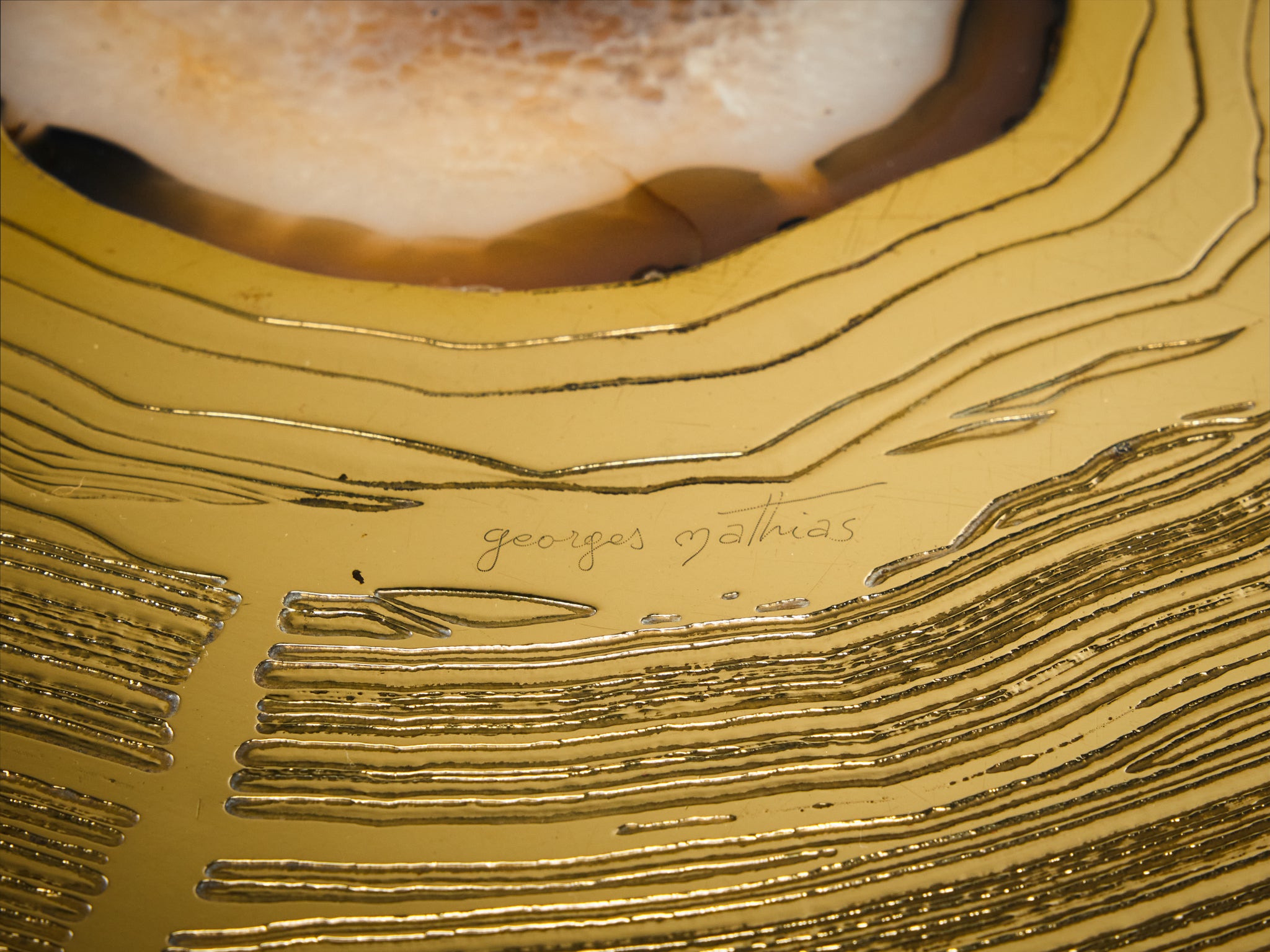 Georges Mathias Coffee Table in Brass and Agate Inlay Tables Morentz