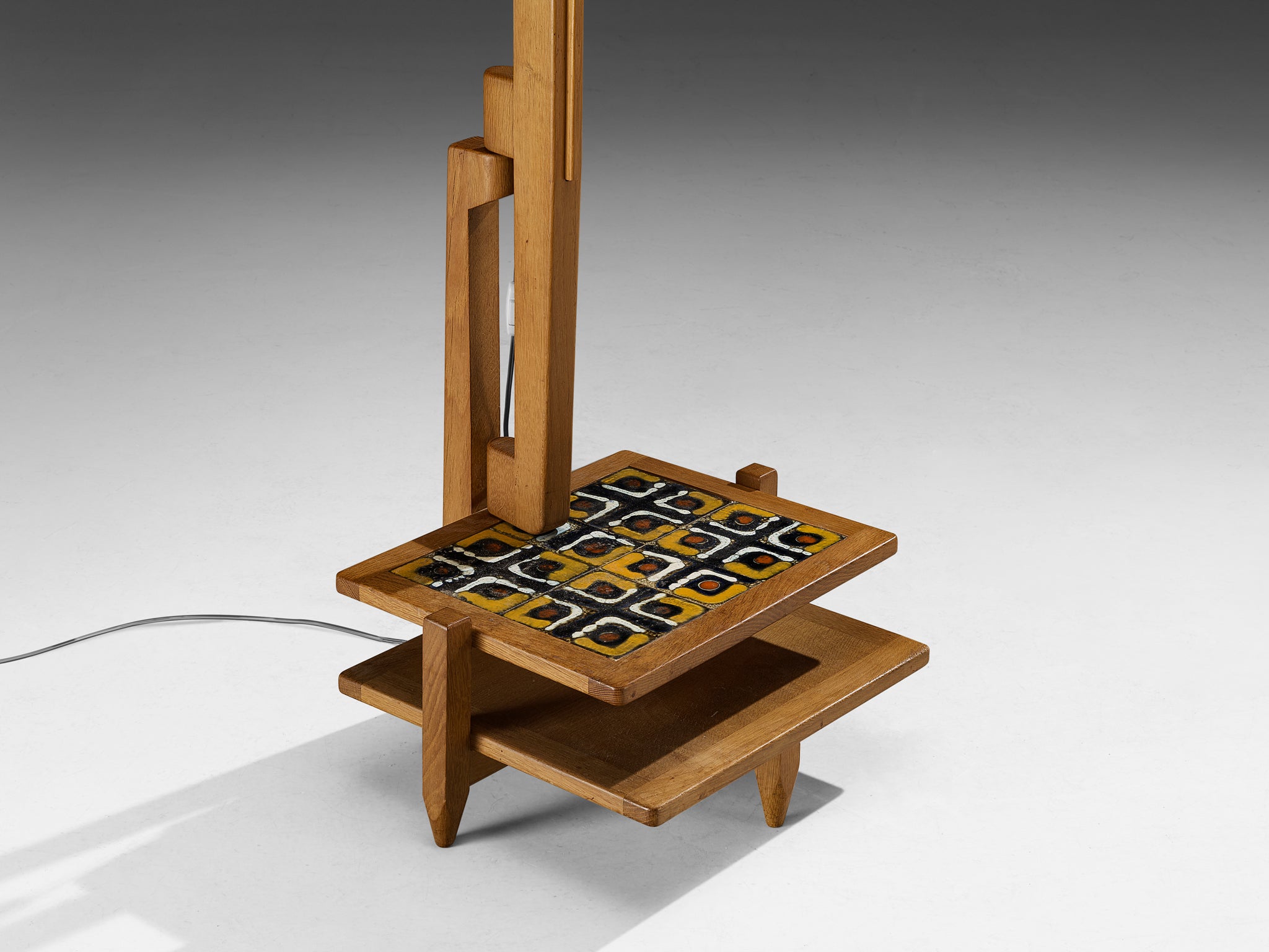 Guillerme & Chambron Floor Lamp with Integrated Side Table Lighting Morentz