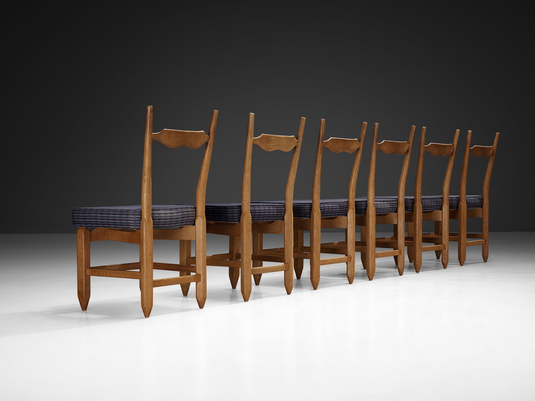 Guillerme & Chambron Set of Six 'Charles' Dining Chairs in Solid Oak Seating Morentz