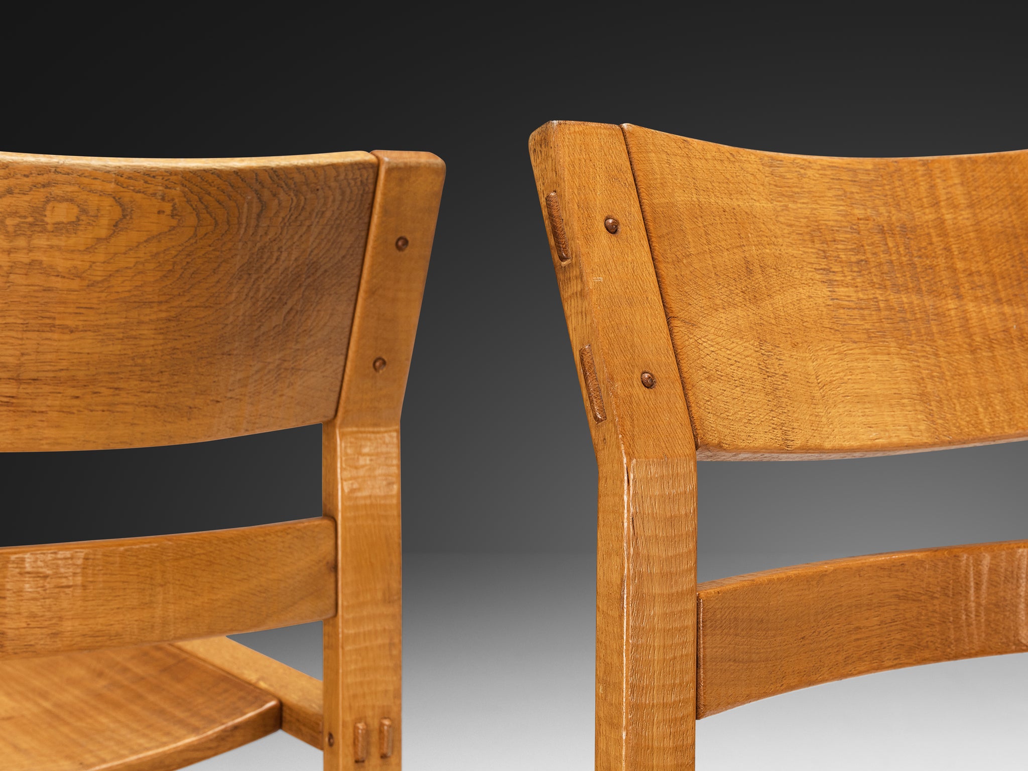 Giuseppe Rivadossi for Officina Rivadossi Set of Six Dining Chairs in Oak Seating Morentz