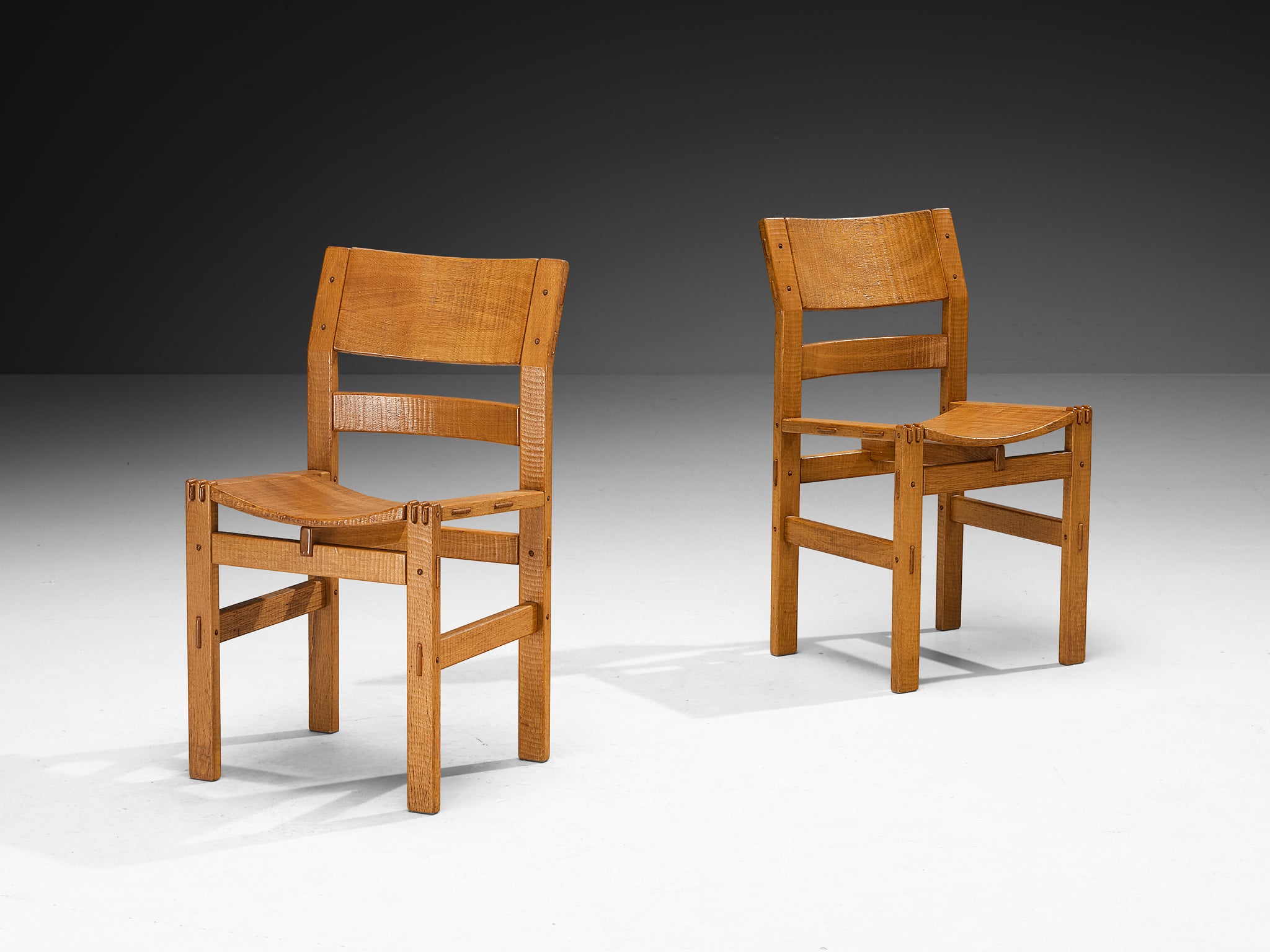 Giuseppe Rivadossi for Officina Rivadossi Set of Six Dining Chairs in Oak Seating Morentz