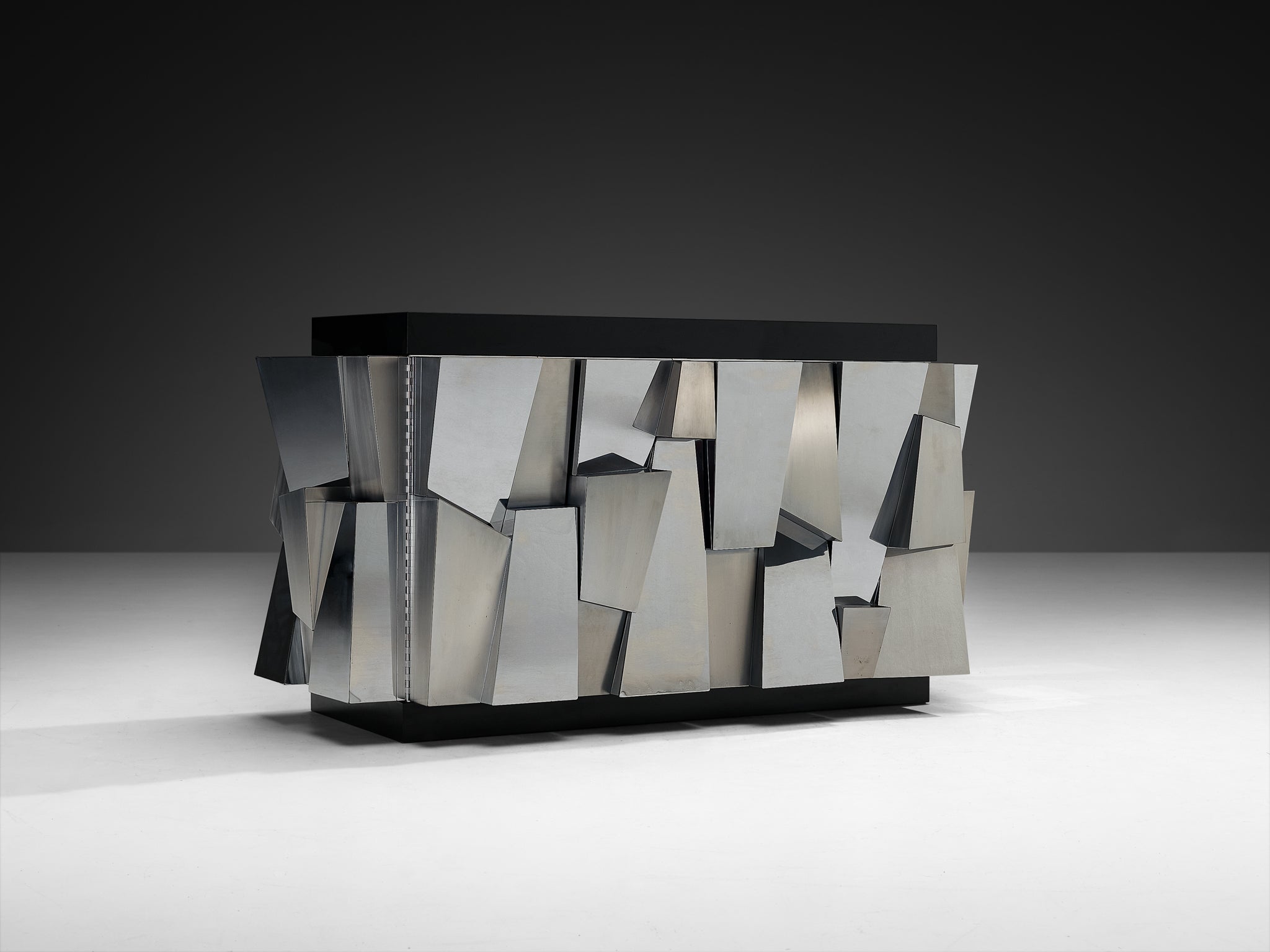Paul Evans for Directional Faceted 'PE 300' Cabinet in Steel Case pieces and storage cabinets Morentz