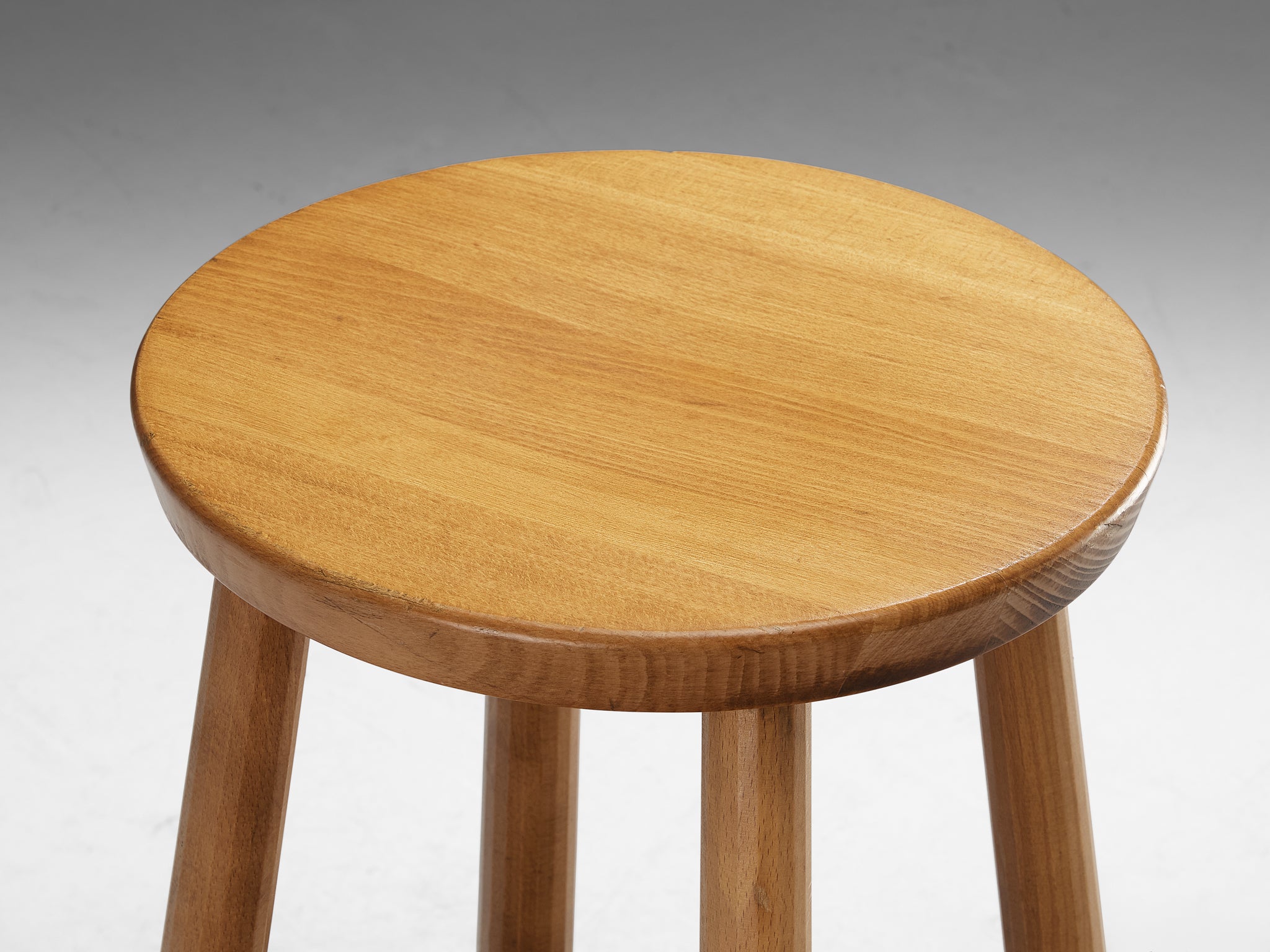 1960s Bar Stools in Blonde Wood and Hammered Iron Seating Morentz