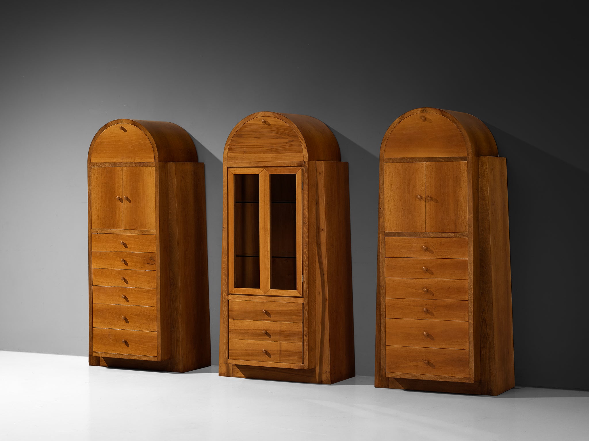 1970s Italian Tall Cabinets in Walnut Case pieces and storage cabinets Morentz