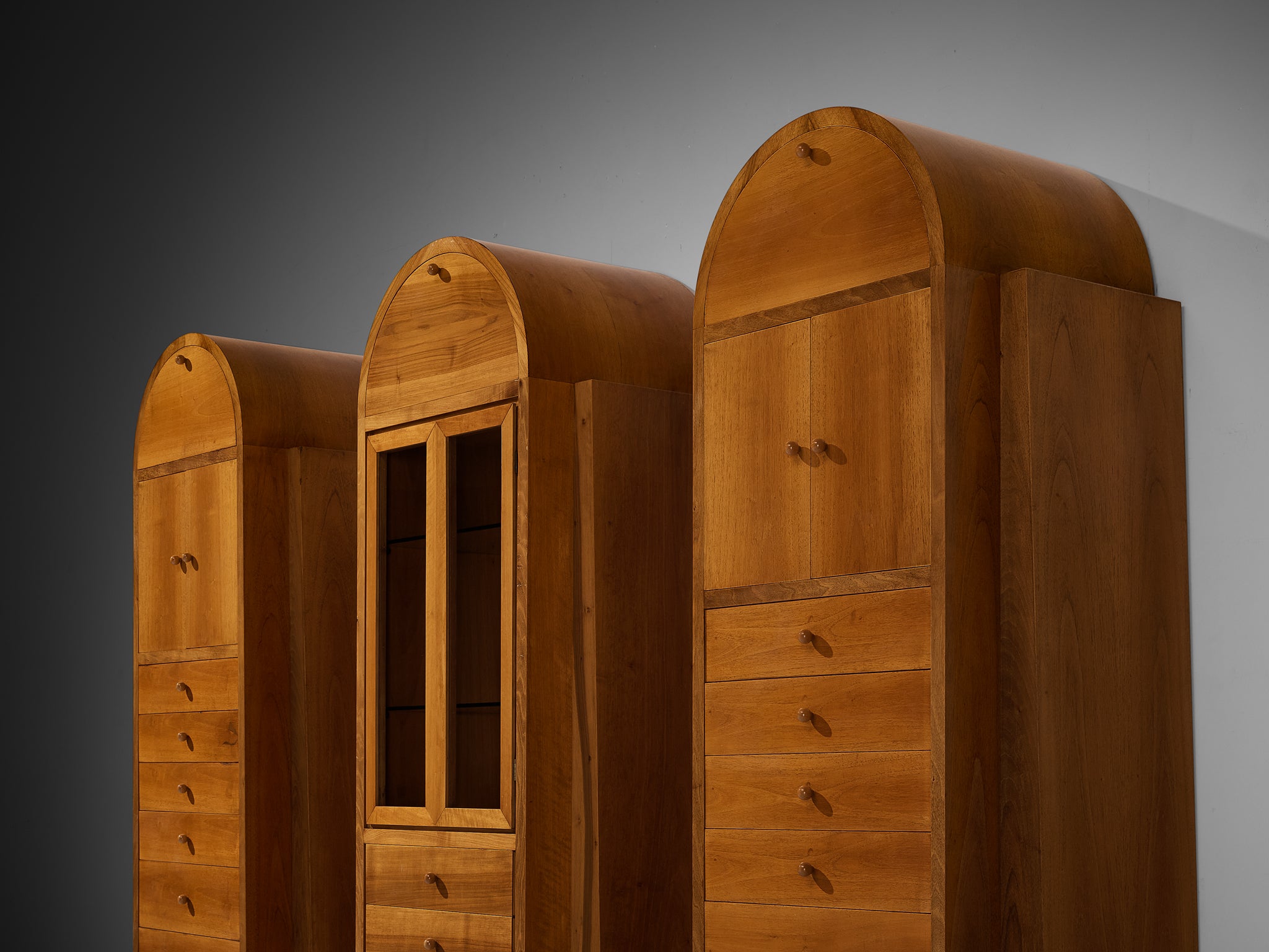 1970s Italian Tall Cabinets in Walnut Case pieces and storage cabinets Morentz