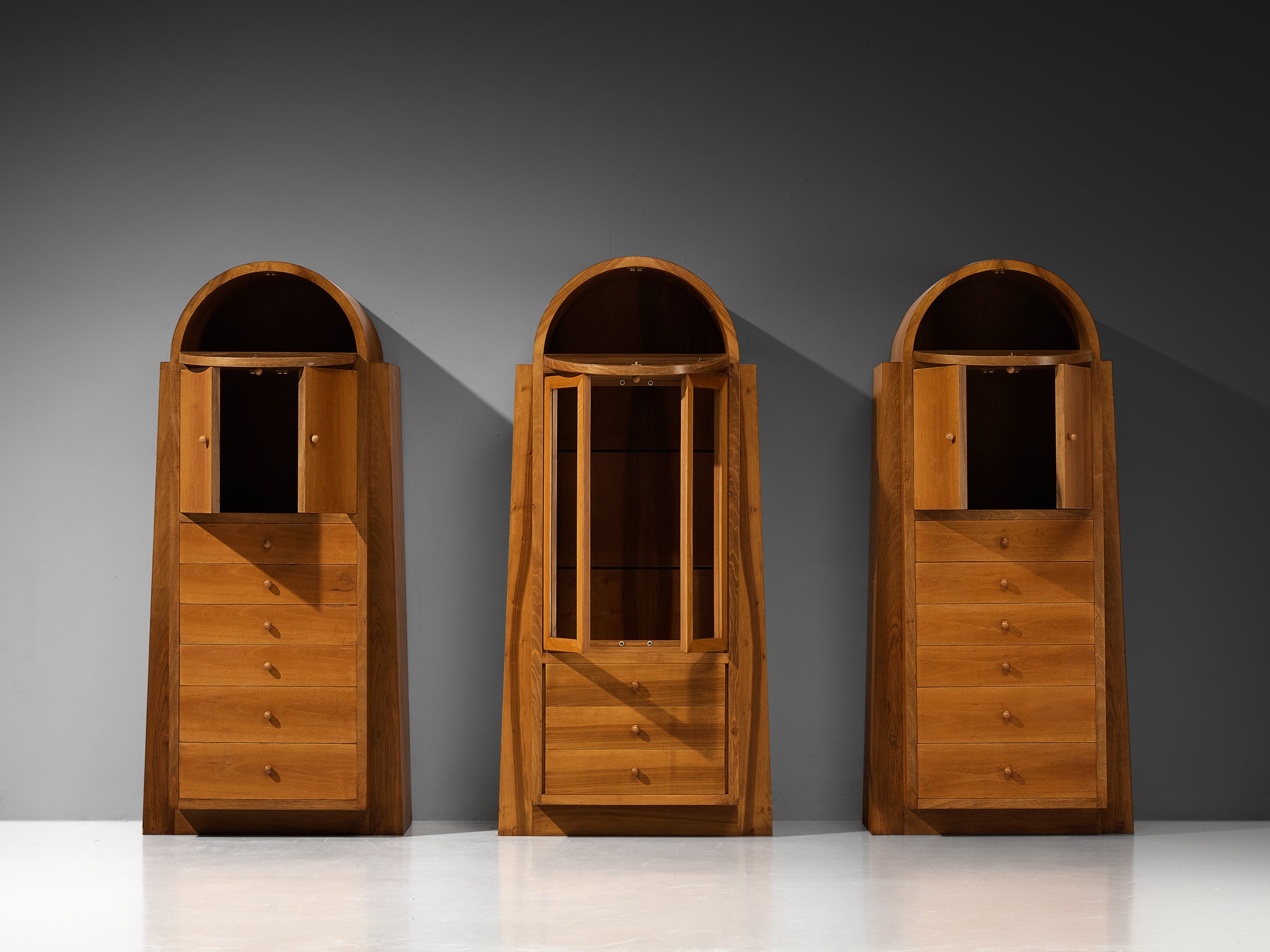 1970s Italian Tall Cabinets in Walnut Case pieces and storage cabinets Morentz