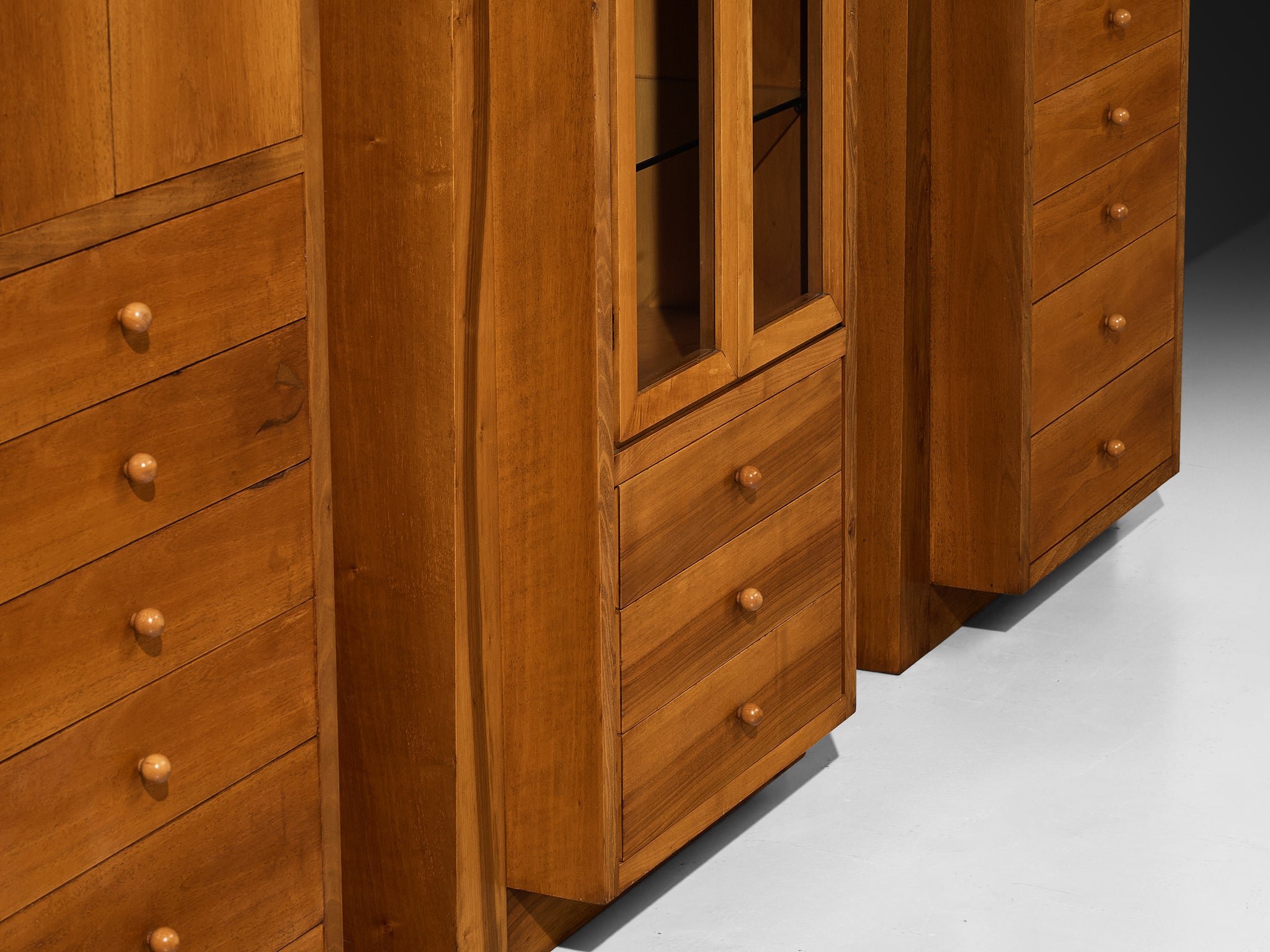 1970s Italian Tall Cabinets in Walnut Case pieces and storage cabinets Morentz