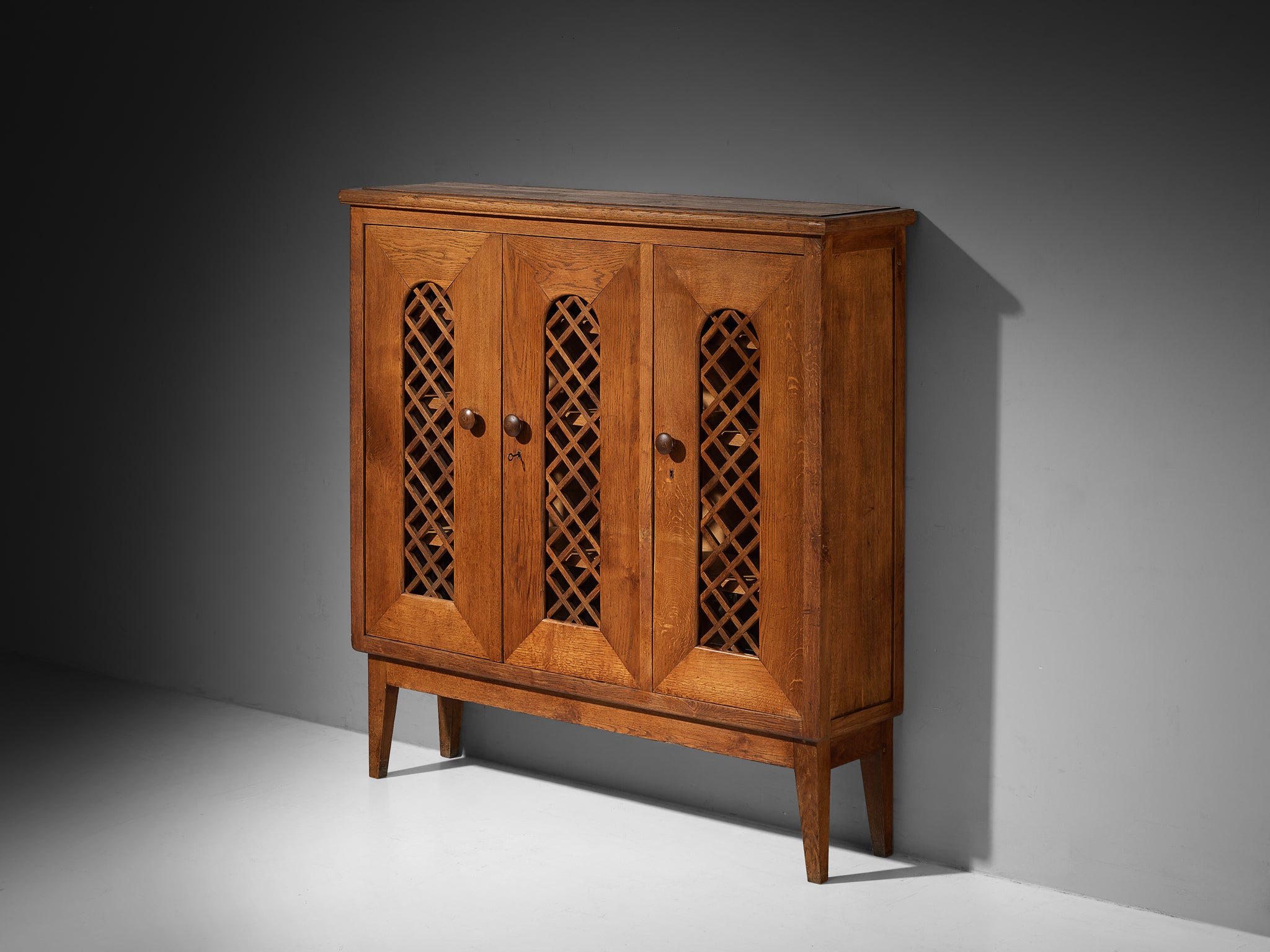 1940s Cabinet in Solid Oak with Latticework Case pieces and storage cabinets Morentz