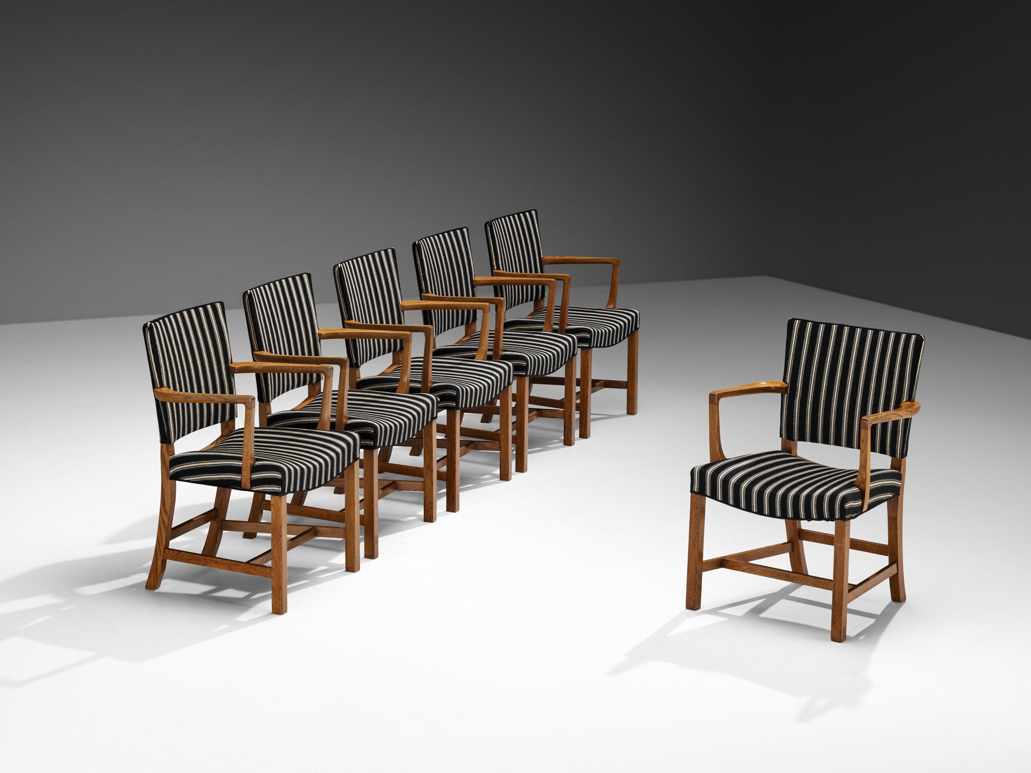 Kaare Klint for Rud. Rasmussens Snedkerier Set of Six '3758A' Red Dining Chairs Seating Morentz