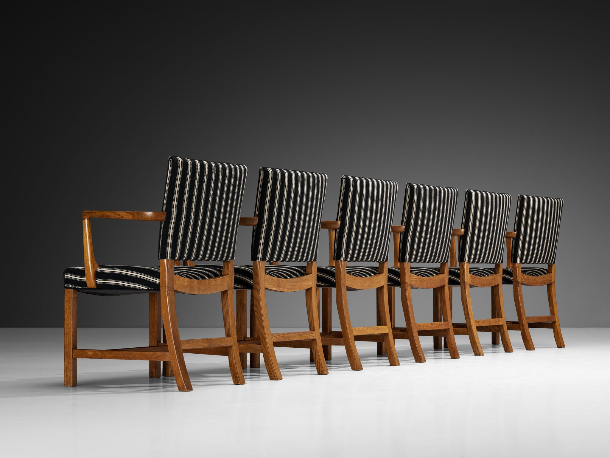 Kaare Klint for Rud. Rasmussens Snedkerier Set of Six '3758A' Red Dining Chairs Seating Morentz