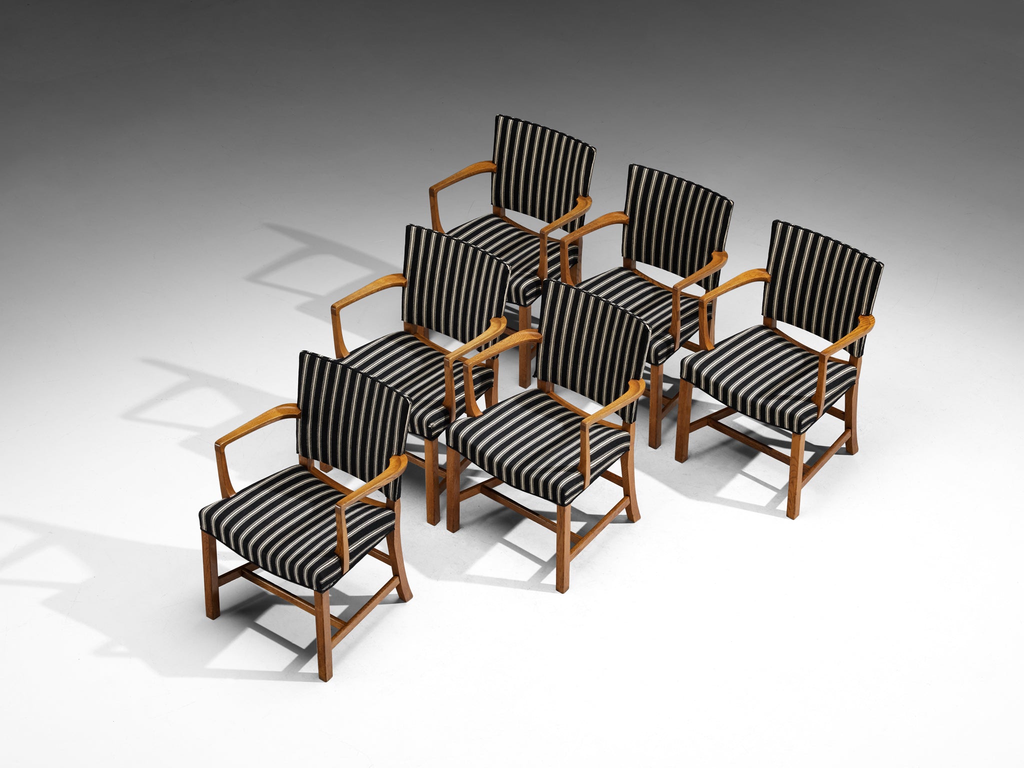 Kaare Klint for Rud. Rasmussens Snedkerier Set of Six '3758A' Red Dining Chairs Seating Morentz