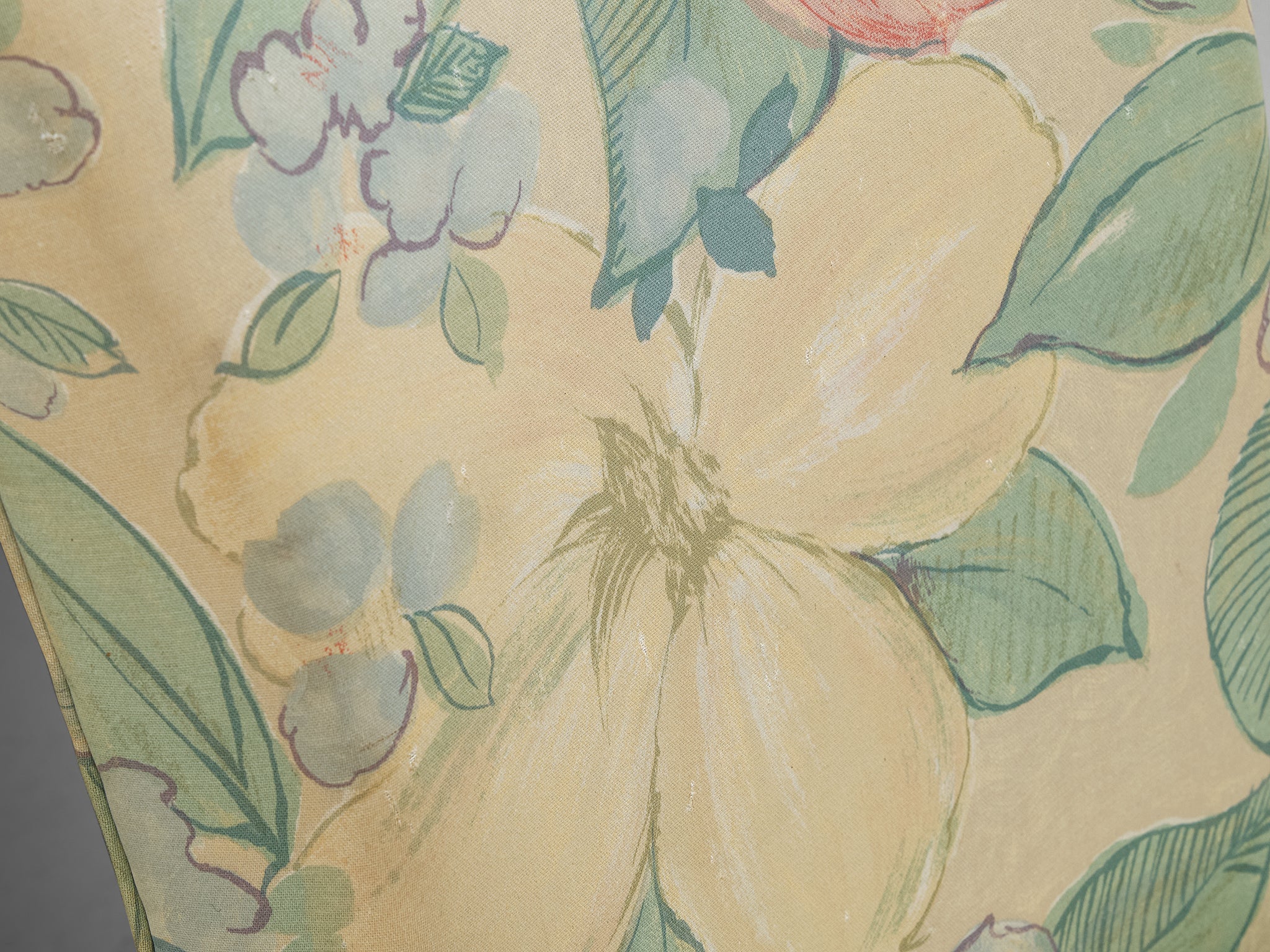 French Art Deco Slipper Chair in Floral Pastel Fabric Seating Morentz