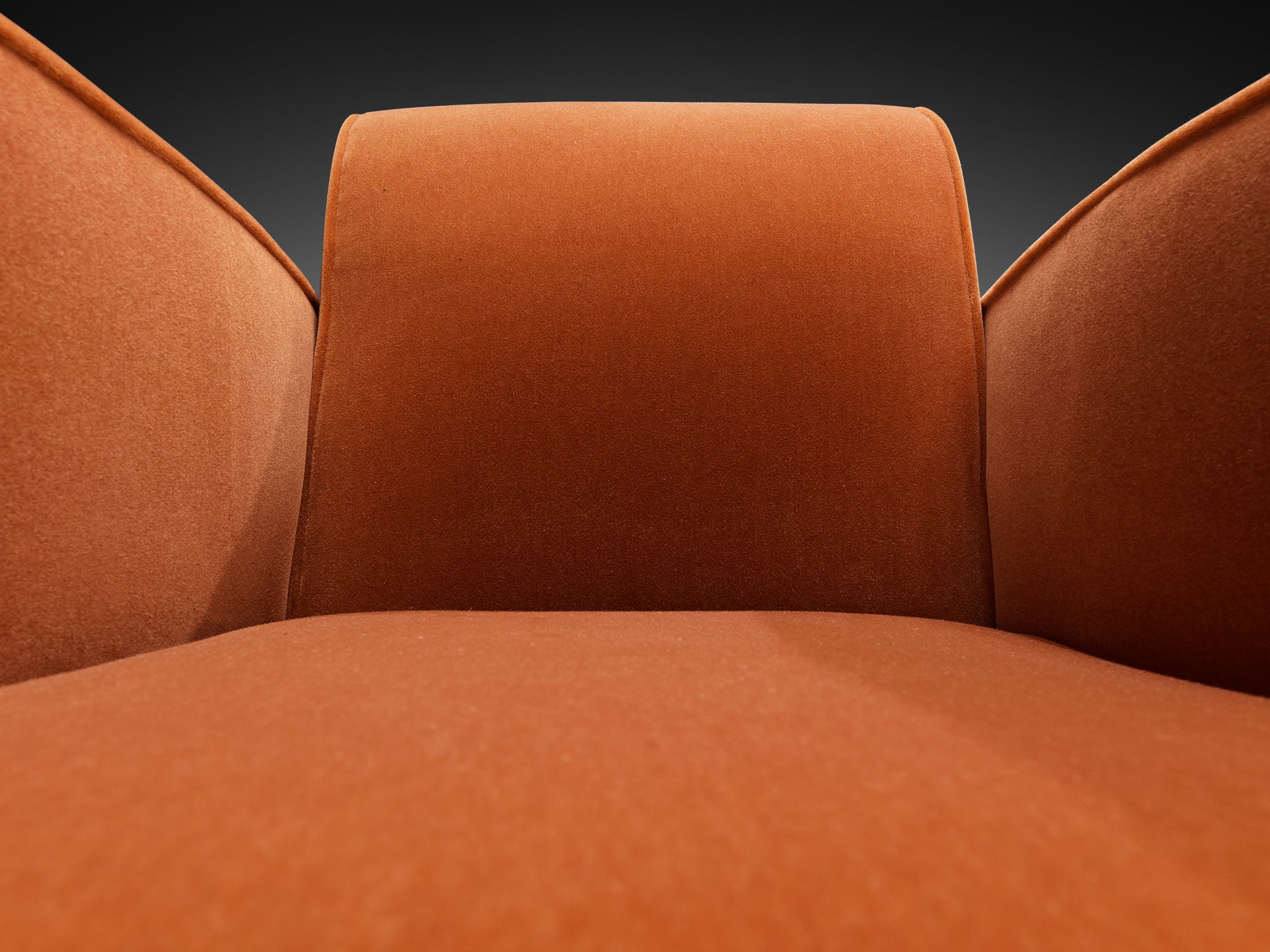 French Art Deco Pair of Lounge Chairs in Coral Mohair Seating Morentz