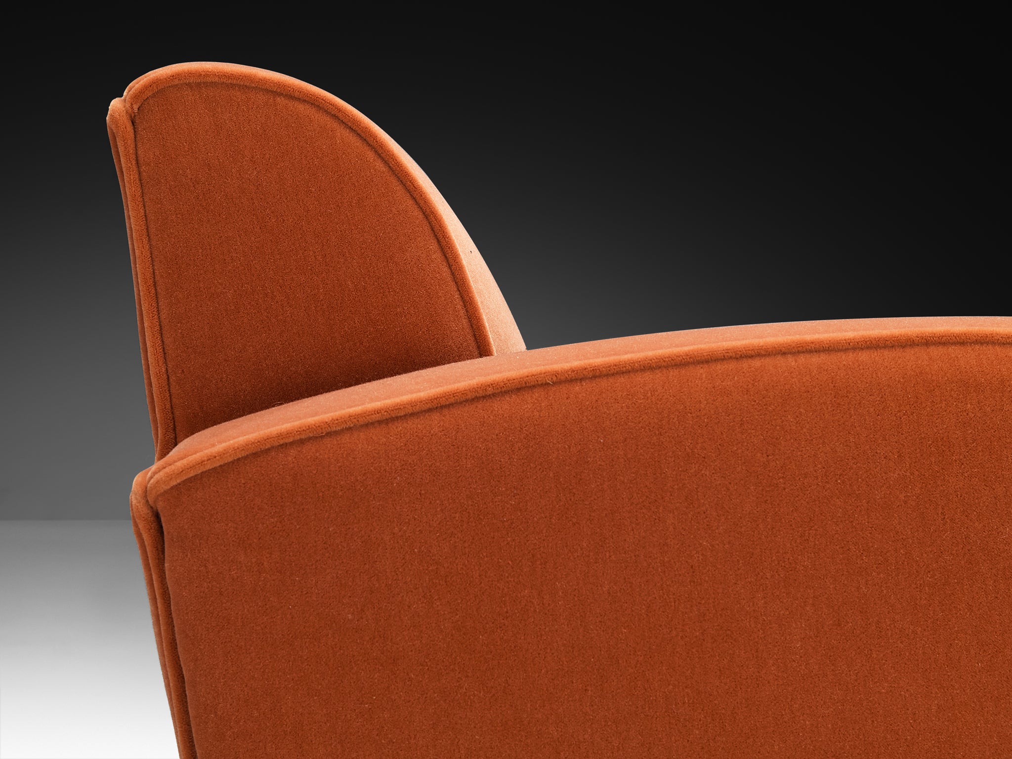 French Art Deco Pair of Lounge Chairs in Coral Mohair Seating Morentz