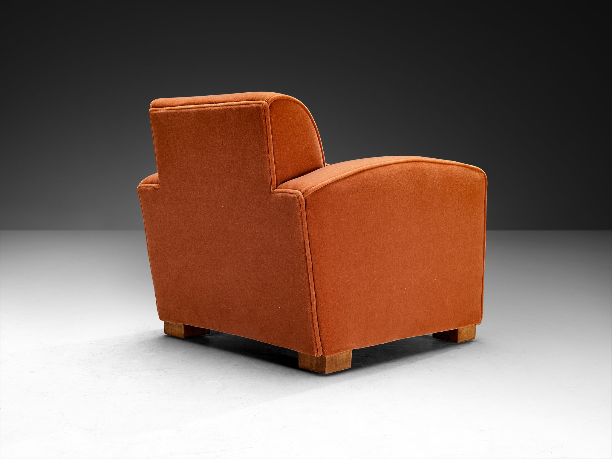 French Art Deco Pair of Lounge Chairs in Coral Mohair Seating Morentz