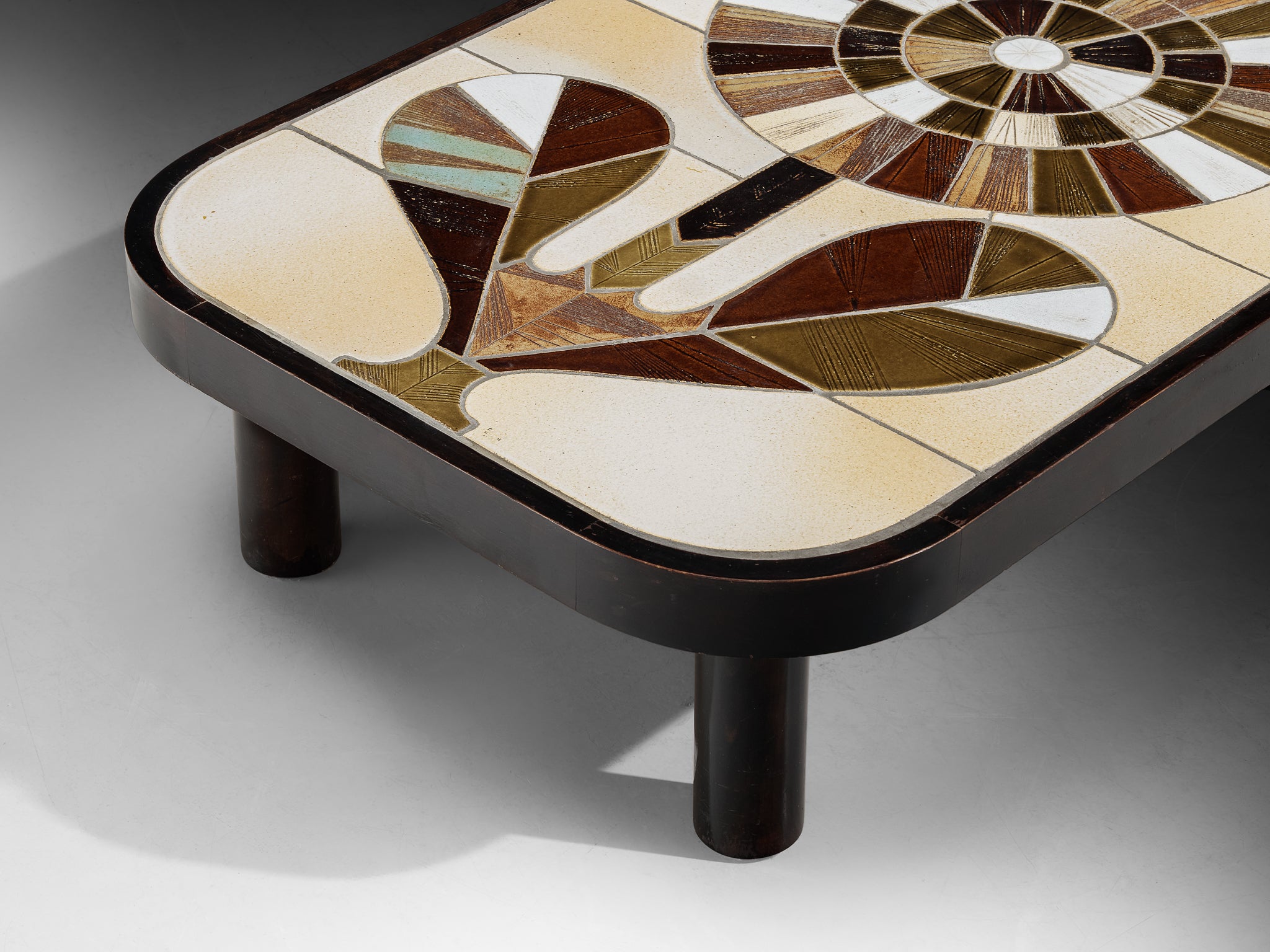 Roger Capron Coffee Table in Ceramic with Floral Motif Tables Morentz