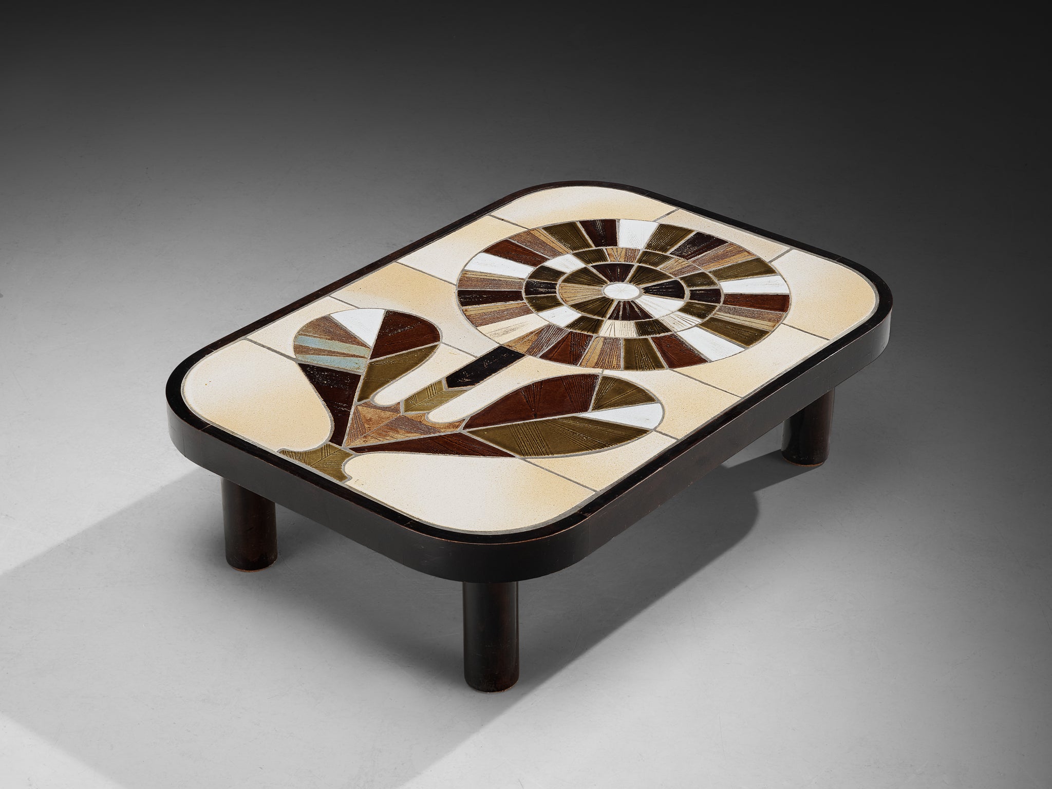 Roger Capron Coffee Table in Ceramic with Floral Motif Tables Morentz
