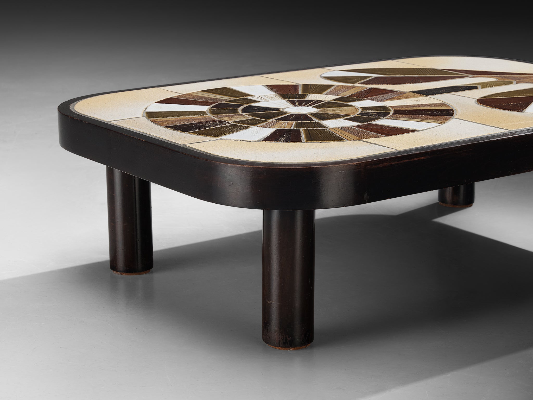 Roger Capron Coffee Table in Ceramic with Floral Motif Tables Morentz