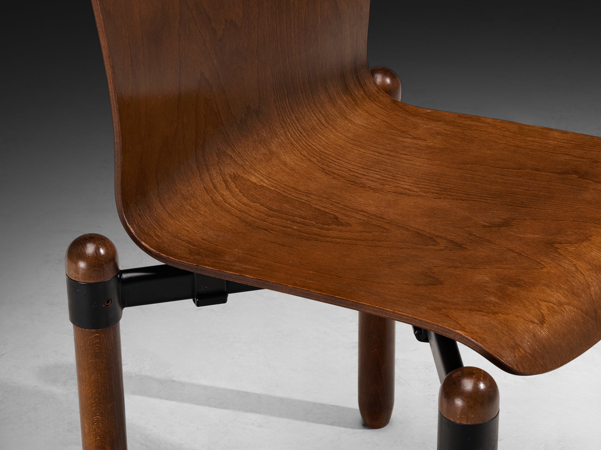 Large Set of Modernist Dining Chairs in Wood and Metal Seating Morentz