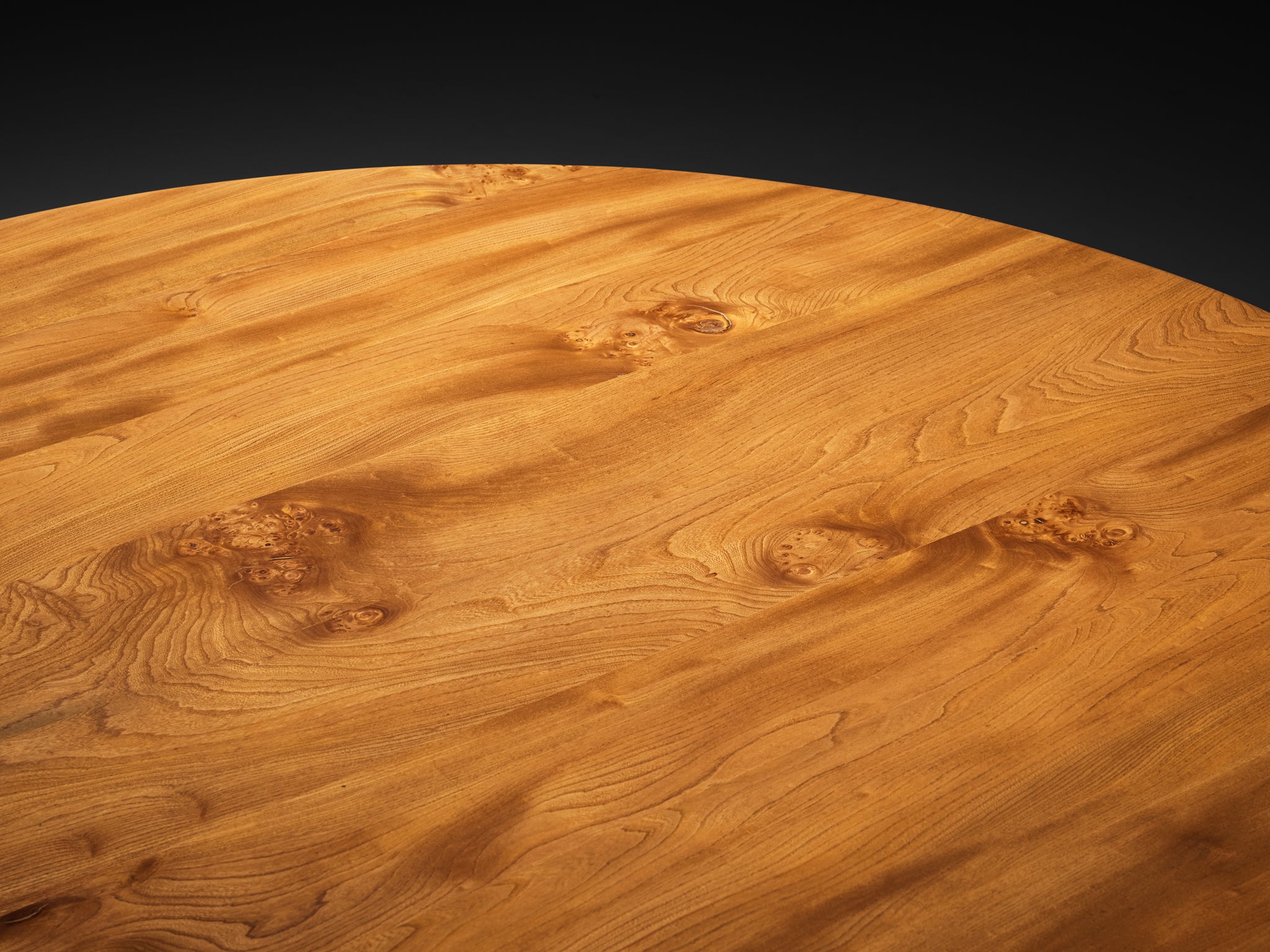 1970s French Dining Room Set with Round Table and Chairs in Solid Elm Tables Morentz