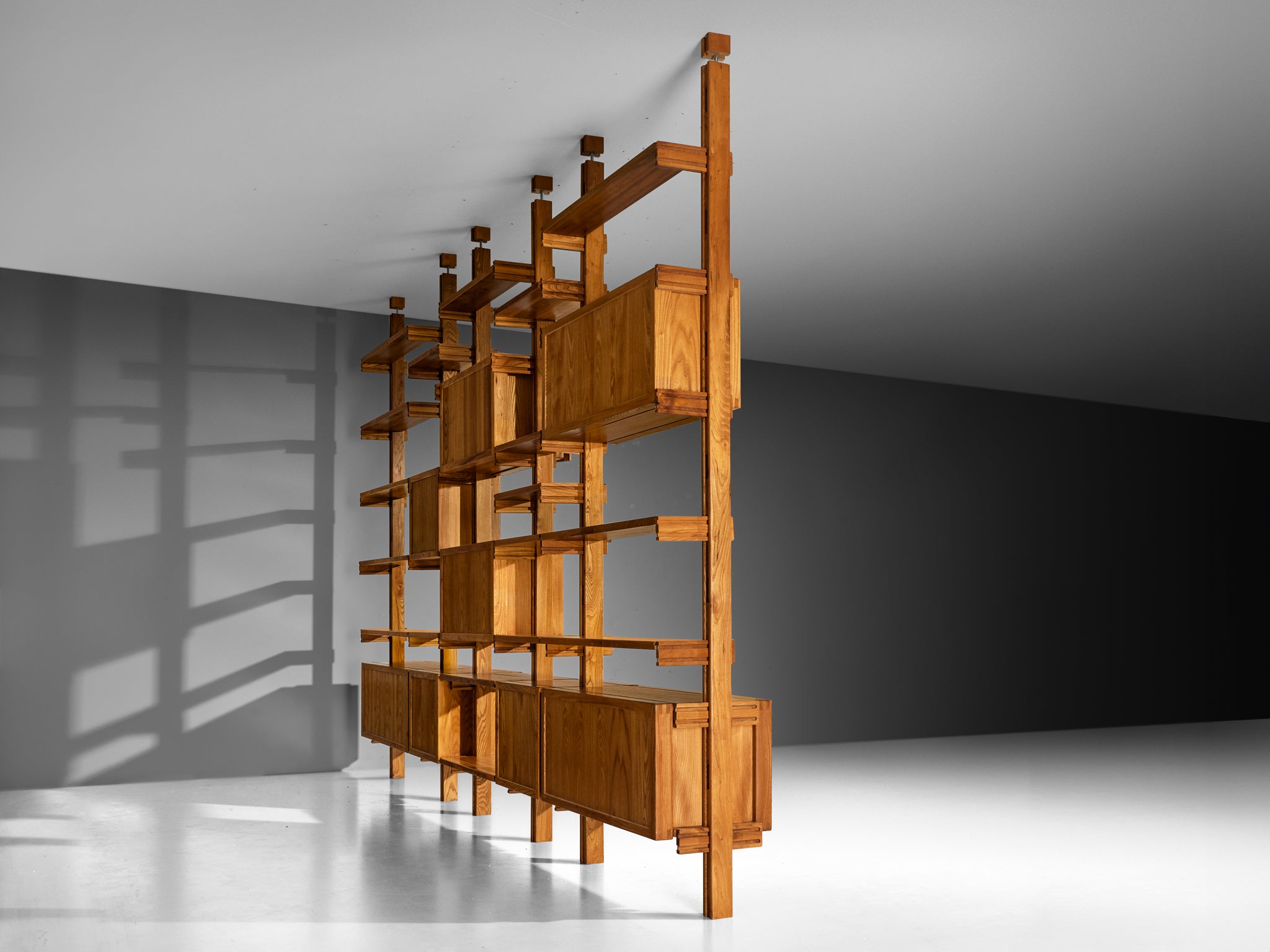 Galerie L'Orme Modular Room Divider or Wall Unit in Solid Elm Case pieces and storage cabinets Morentz