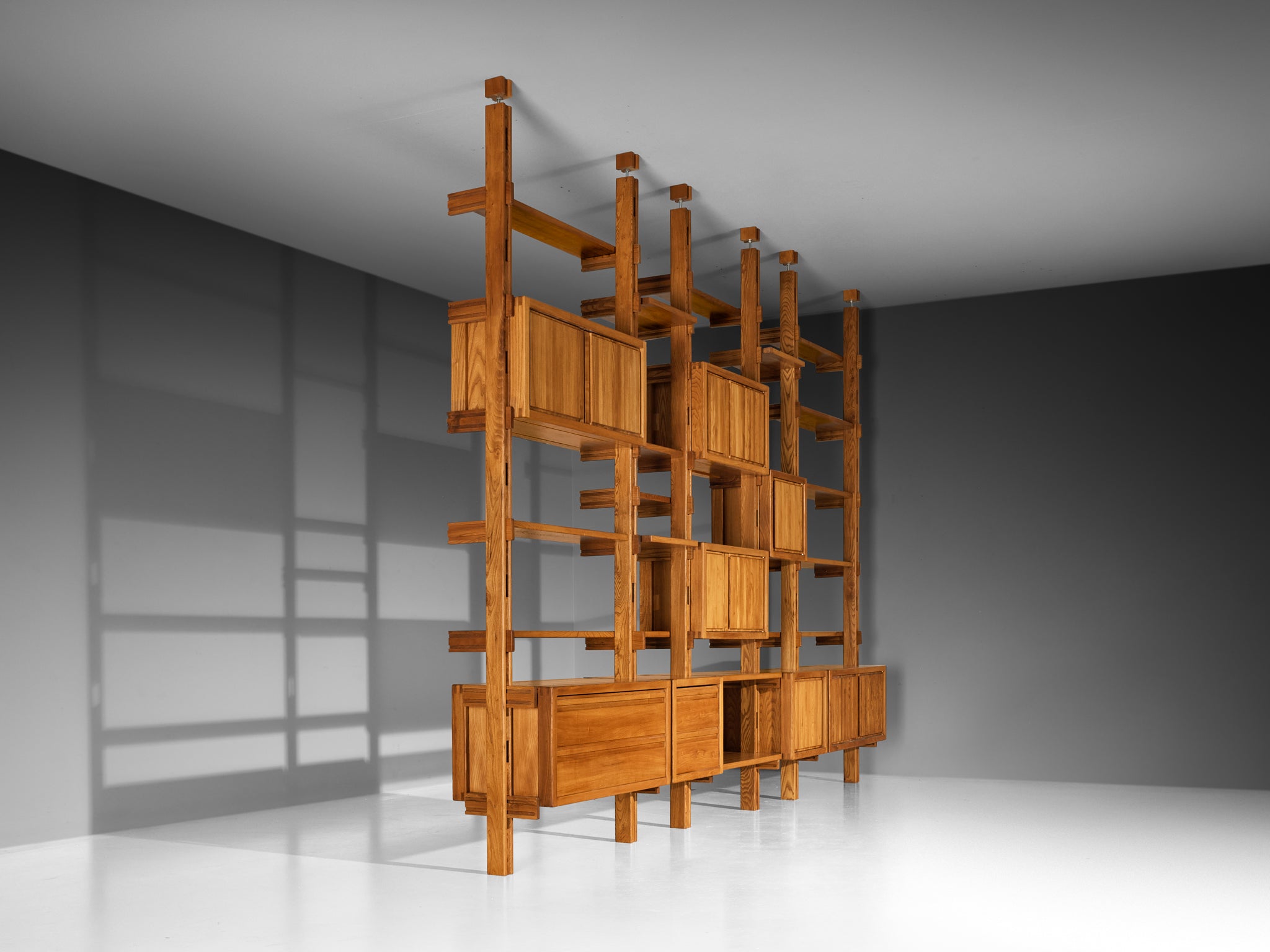 Galerie L'Orme Modular Room Divider or Wall Unit in Solid Elm Case pieces and storage cabinets Morentz