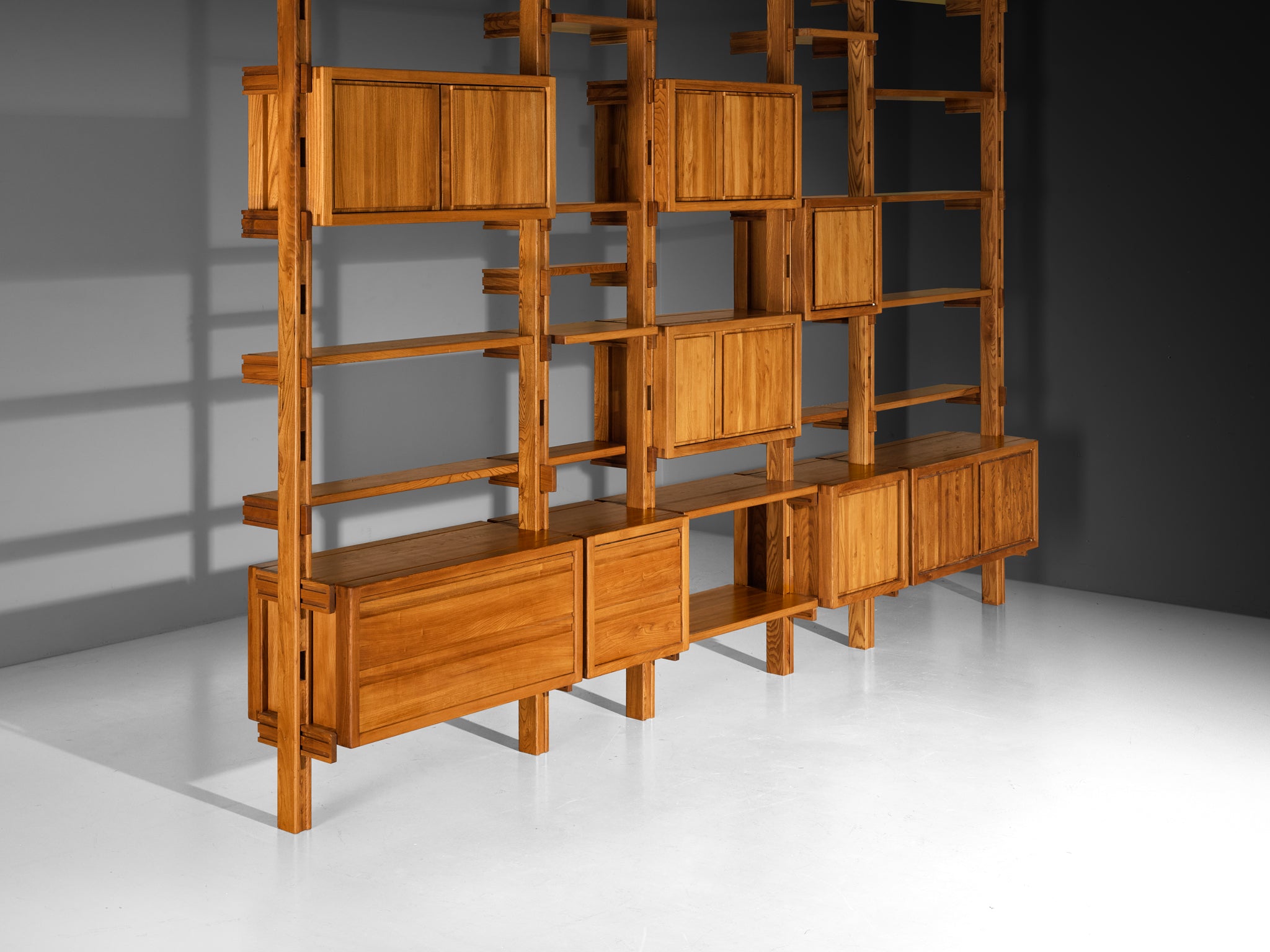 Galerie L'Orme Modular Room Divider or Wall Unit in Solid Elm Case pieces and storage cabinets Morentz