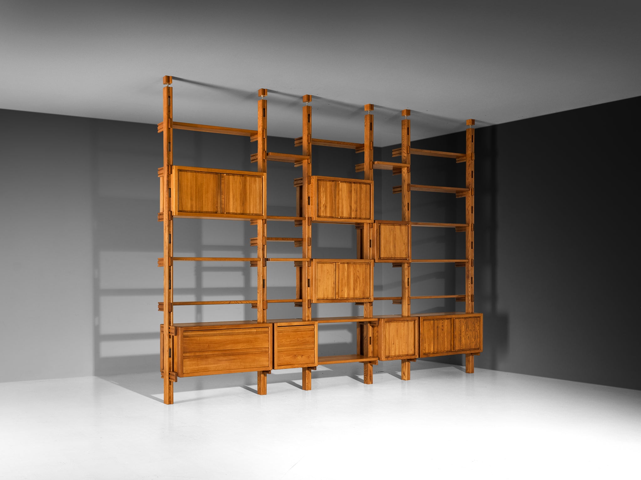 Galerie L'Orme Modular Room Divider or Wall Unit in Solid Elm Case pieces and storage cabinets Morentz