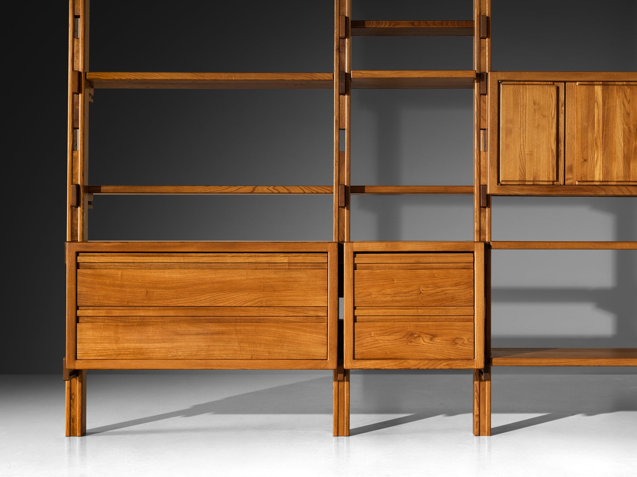 Galerie L'Orme Modular Room Divider or Wall Unit in Solid Elm Case pieces and storage cabinets Morentz