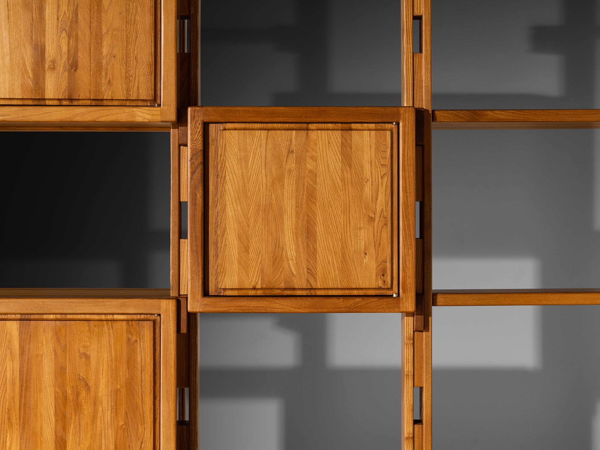 Galerie L'Orme Modular Room Divider or Wall Unit in Solid Elm Case pieces and storage cabinets Morentz