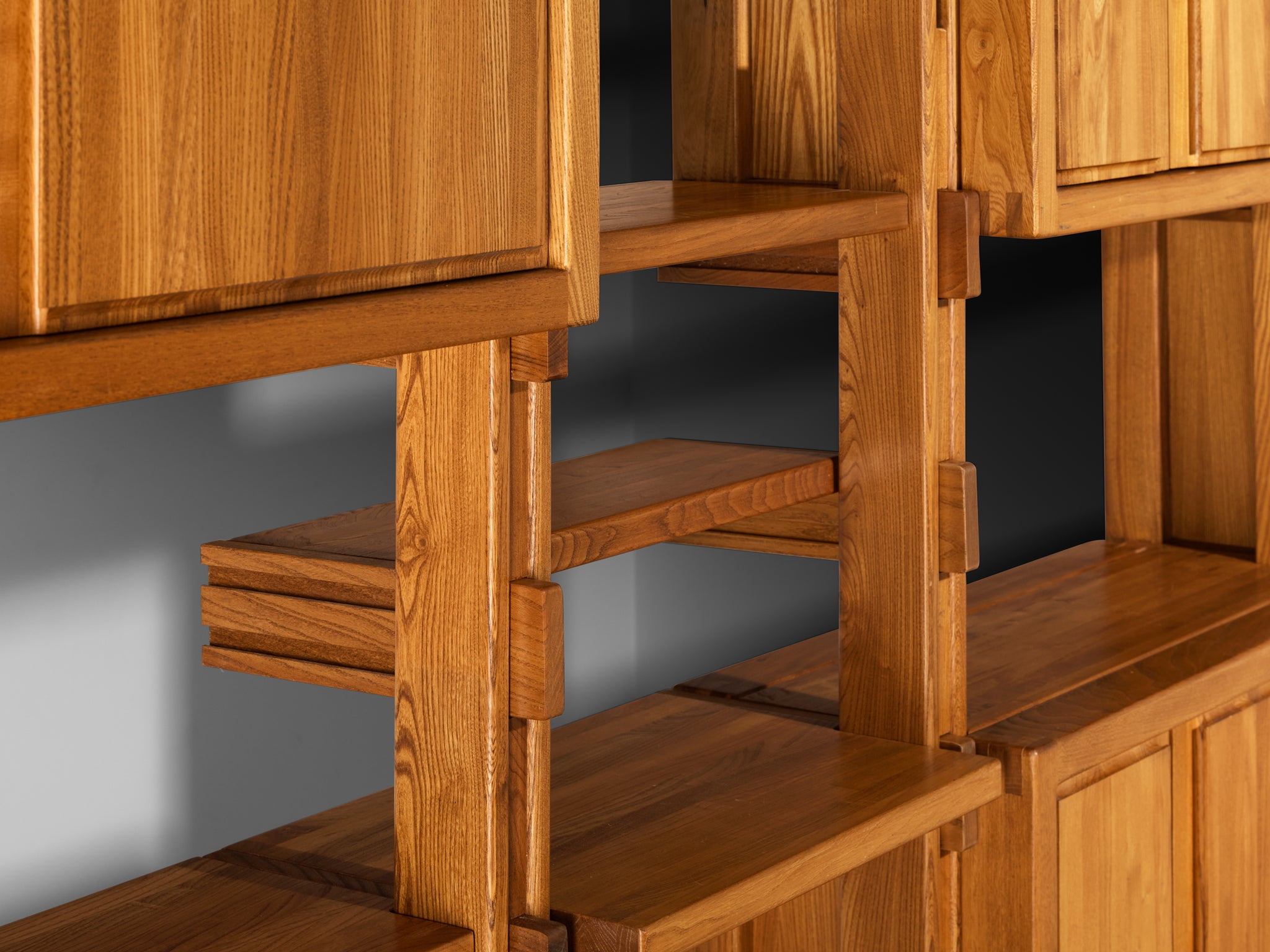 Galerie L'Orme Modular Room Divider or Wall Unit in Solid Elm Case pieces and storage cabinets Morentz
