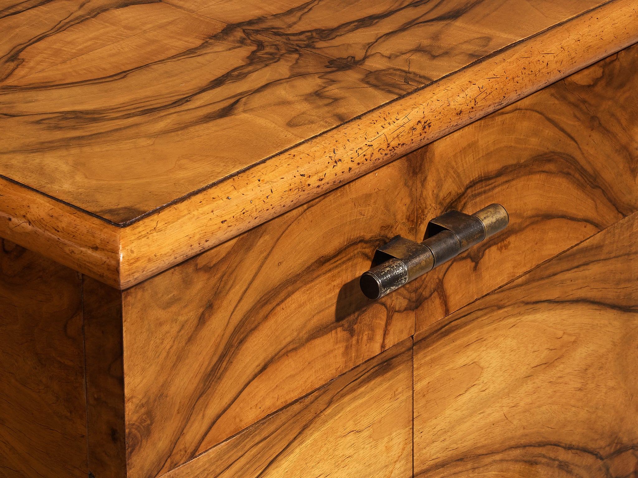 Gaetano Borsani for Atelier di Varedo Vanity Set with Stool in Walnut Burl Tables Morentz